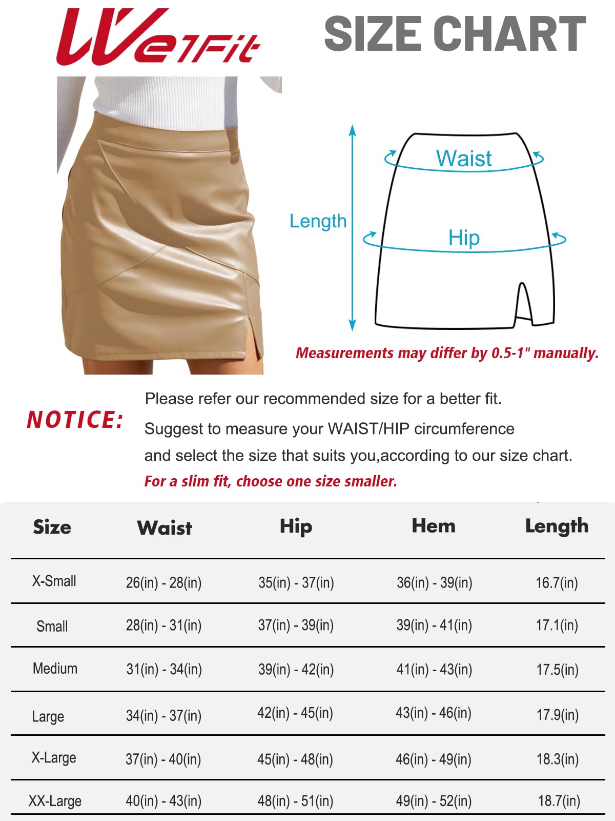 We1Fit Falda de piel sintética para mujer, de cintura alta, entallada, con pantalones cortos