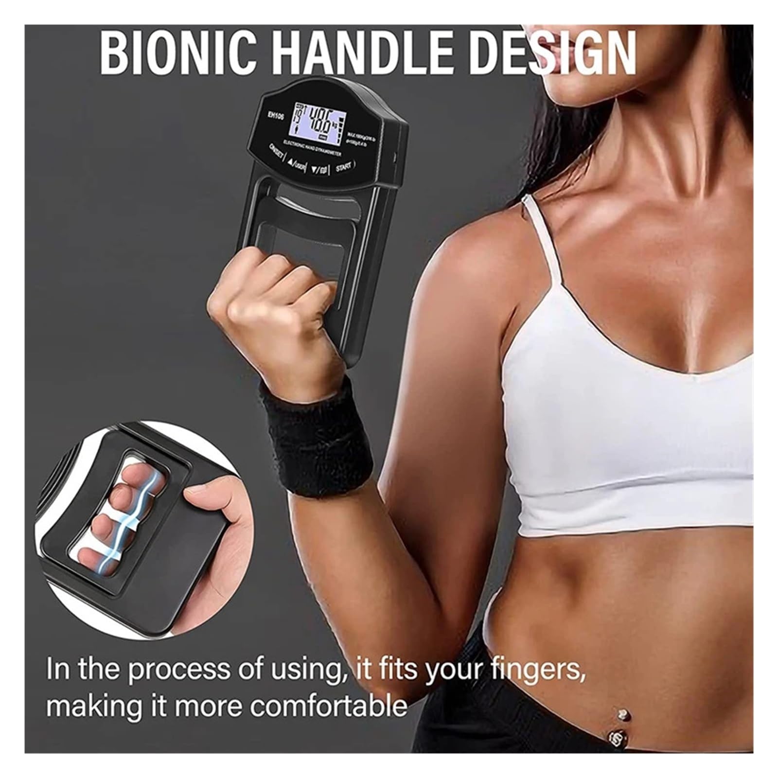 Dinamometro digitale, Misuratore di forza presa, dinamometro digitale for mano da 180 kg, misuratore con schermo LCD USB,Unità Di Misura Portatili