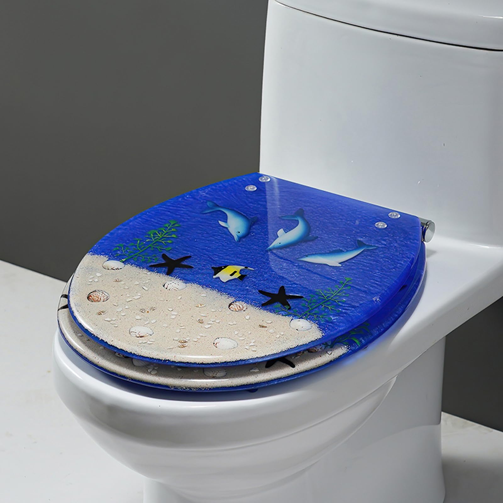 Tavoletta WC Resina Trasparente Sedile,Sedile WC in Resina Antiscivolo,Sedile del Water in Resina,Sedile WC in Resina silenziosa in Resina,Addensare,Adatto per Il Bagno di Famiglia