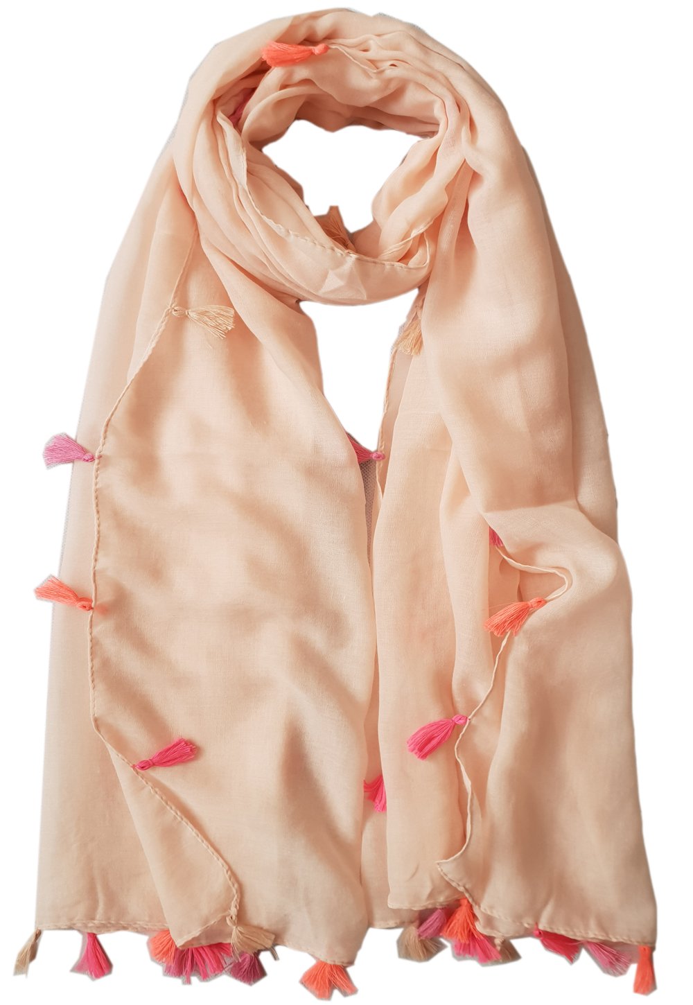Glamlondon Women's Pink Light Plain Scarf With Tassel (Pink Light)