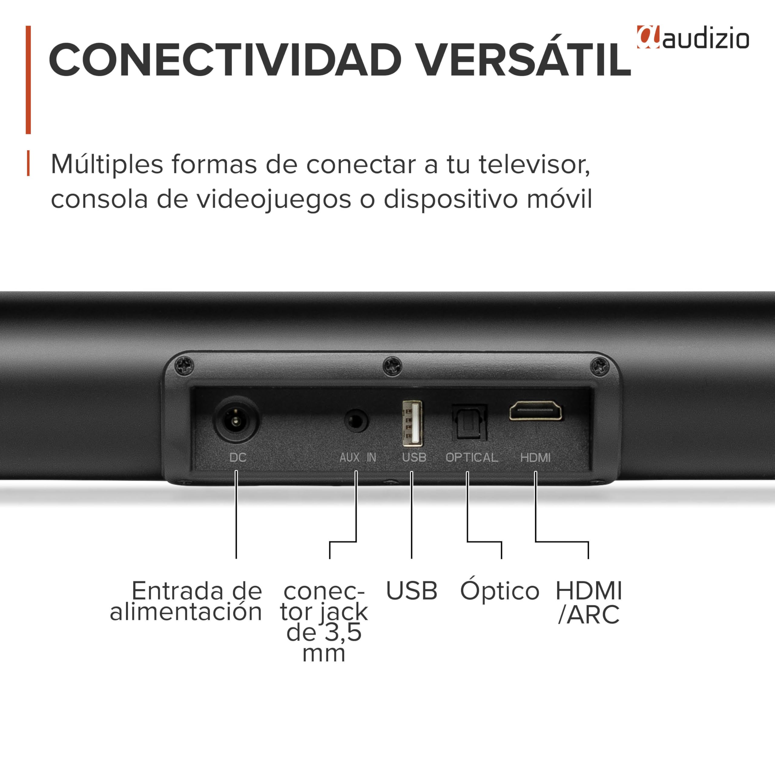 Audizio SB96WS – Barra de Sonido 180W con subwoofer inalámbrico 6,5”, HDMI ARC, Bluetooth 5.3, USB, óptica y AUX, soundbar 90 cm para TV, Color Negro