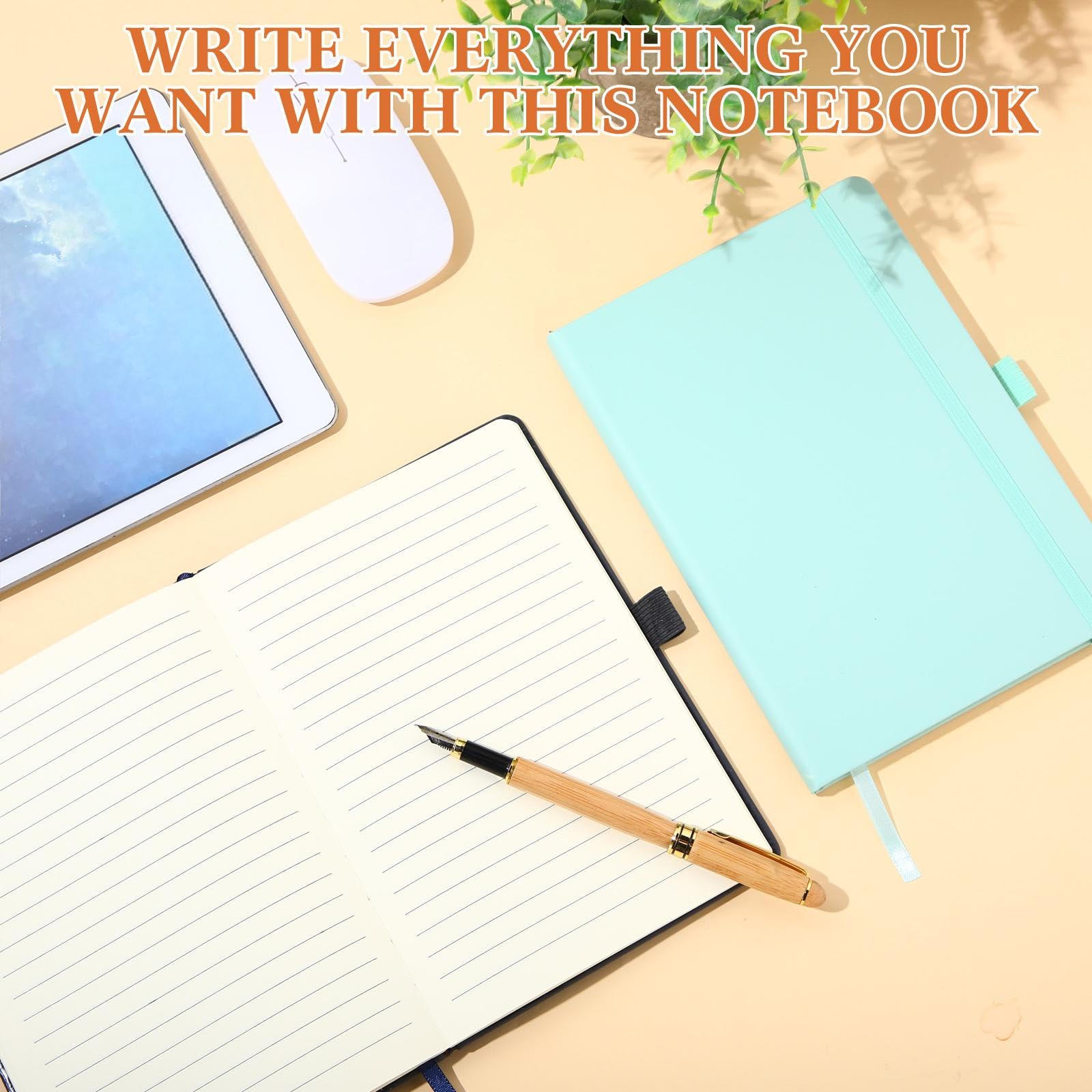 Laumoi Paquete de 14 cuadernos rayados de 5.5 x 8.2 pulgadas, cuaderno de tapa dura A5, bloc de notas con rayas universitarias con soporte para bolígrafo, diarios rayados de piel sintética para