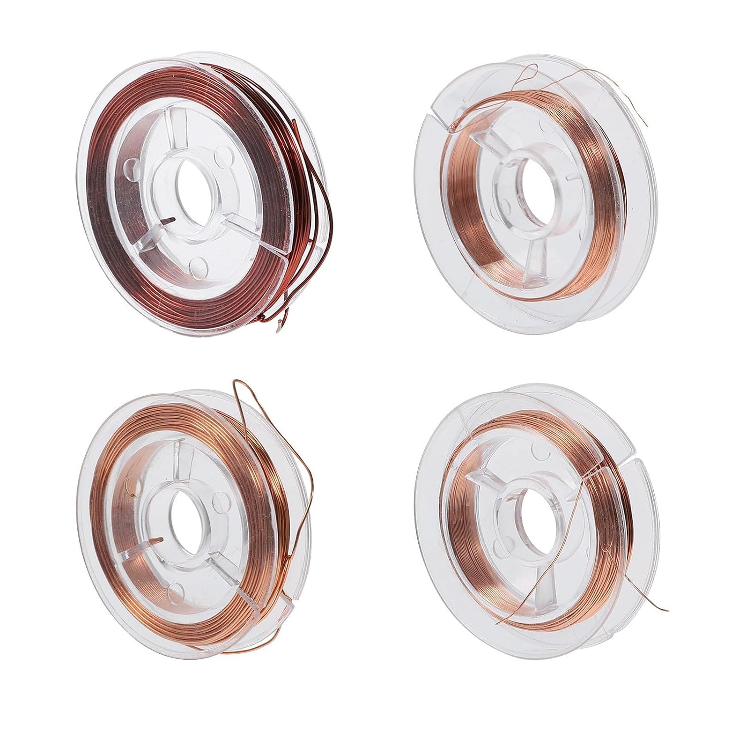 DOITOOL 4 Rolls 10m Copper Wire for DIY Magnet Winding Enameled Copper Wire Set 0.2mm 0.3mm 0.5mm 0.6mm Diameter Conductive for Inductors and Transformers