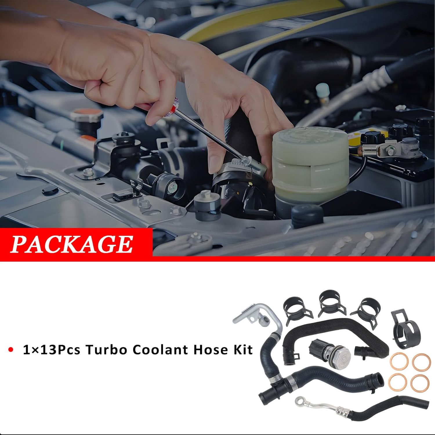 13Pcs Turbo Coolant Hose Kit Turbocharger Coolant Inlet & Return Hoses for Mini Cooper S R55 R56-R59 R60 R61 JCW Clubman 2011-2016, Replaces 11537600674 11539845352 11537565433 11537565432