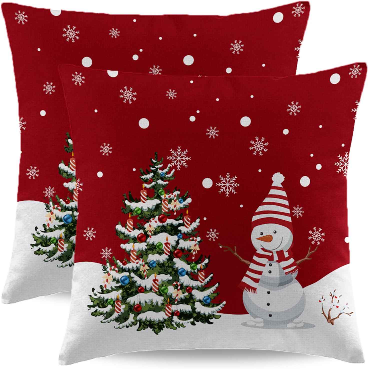 Wsunsal Red Christmas Pillow Covers 16x16 Set of 2
