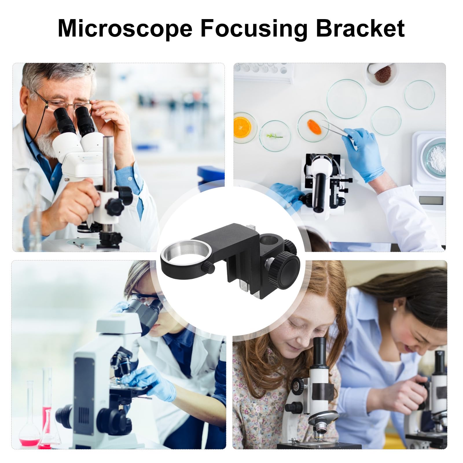 Soporte y Plástico para Microscopio Negro de Plástico de Enfoque Ligero Rendimiento Estable, Adecuado para Accesorios de Microscopía Cámaras Ópticas