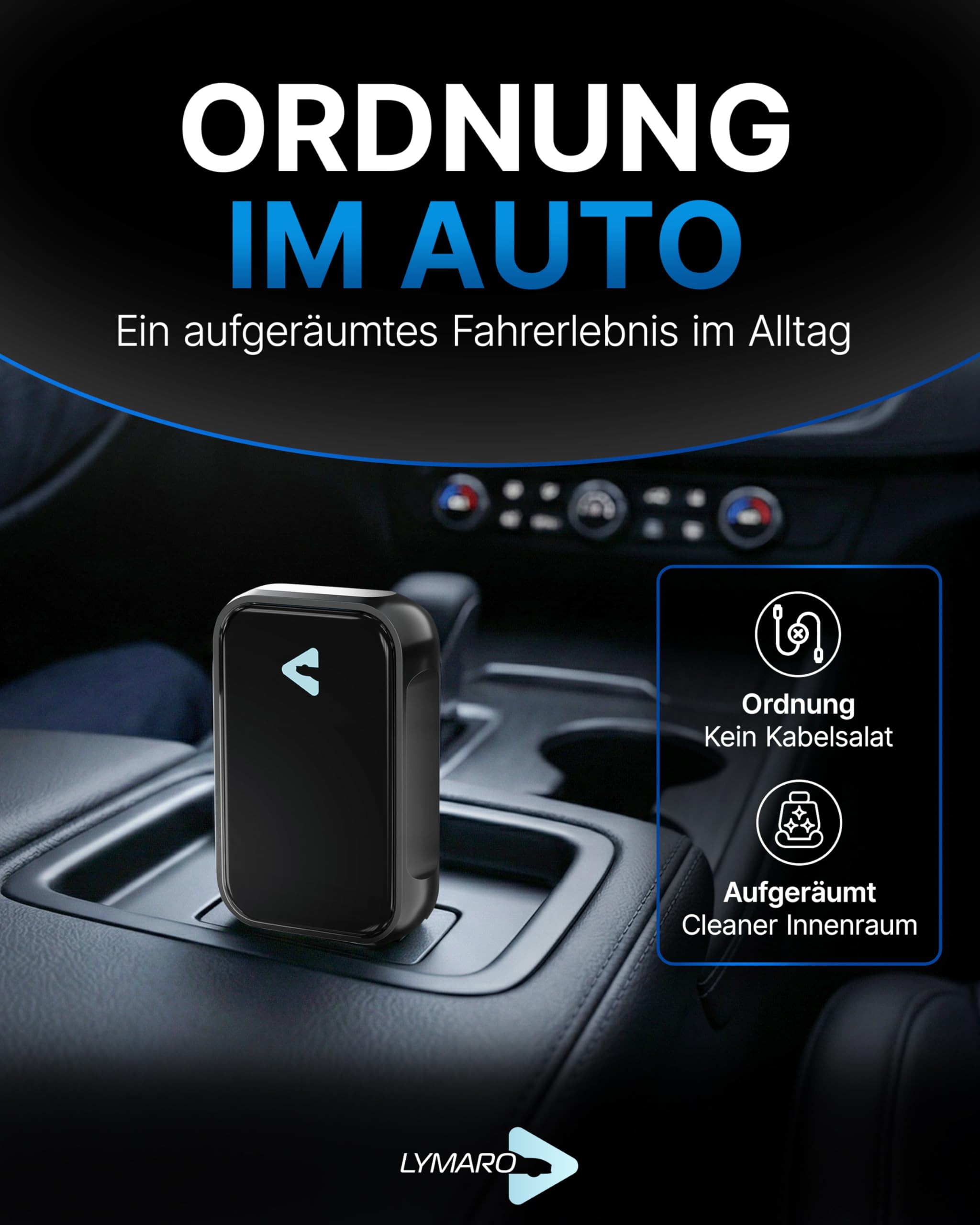 Carplay Wireless Adapter & Android Wireless Adapter fürs Auto – USB-A Plug & Play Nachrüstadapter, Upgrade auf kabelloses Apple CarPlay & Android Auto (Black)