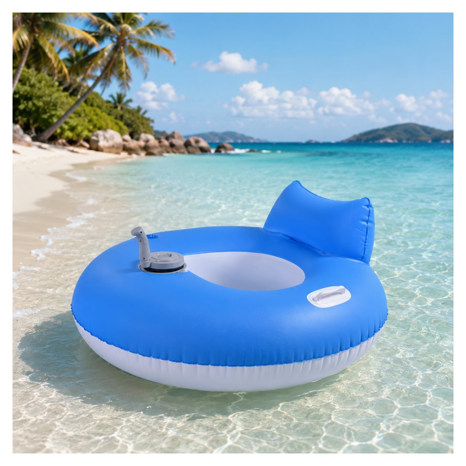 ZHENYUWANG Rechargeable Inflatable Pool Lounger Round