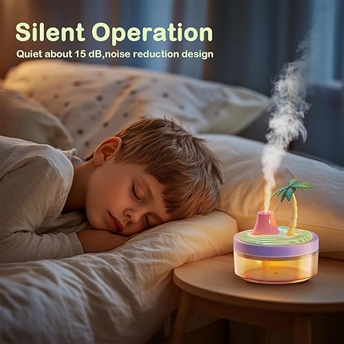 Miniatura 7 de Lindo mini humidificador de 10.8 fl oz de niebla fría humidifica silencio con 2 modos de niebla, para el hogar, guardería, oficina, mini humectante