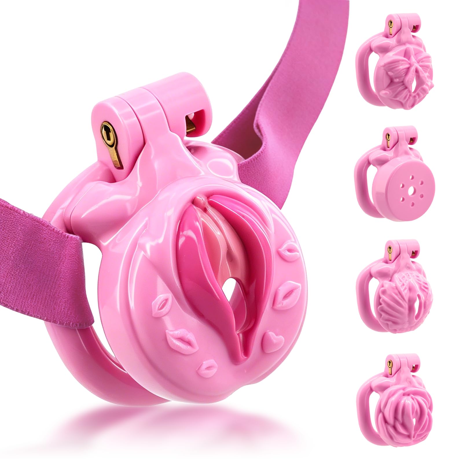 5in1 Male Chastity Cage, Resin Chastity Devices with 4 Sizes Ring Adult Toy