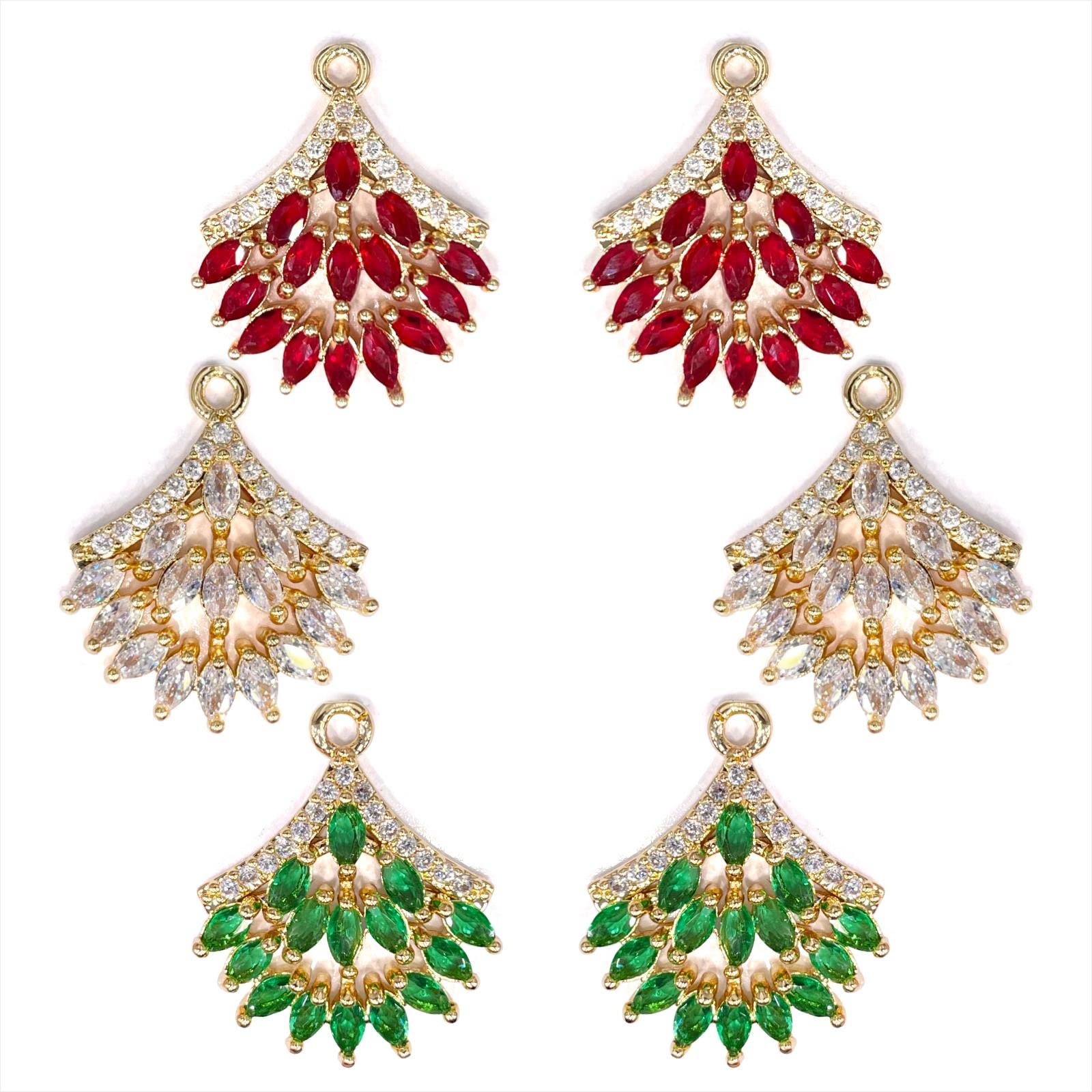 ZeaLian Crystal Zirconia Gold Plated Brass Charms for Jewelry Making Bracelet Necklace Earring Pendant Craft Supplies DIY Accessories