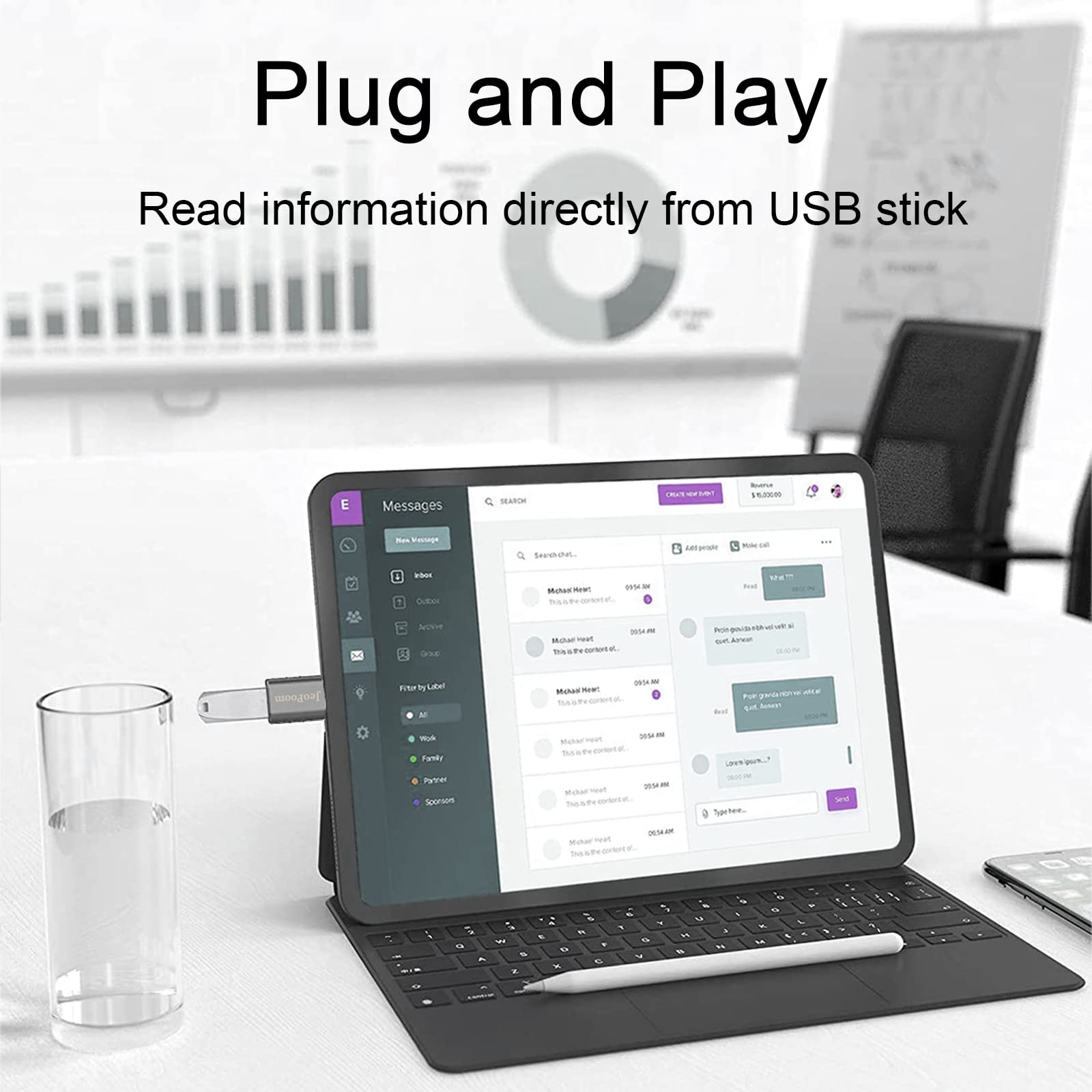 Adaptateur USB C Mâle vers USB Femelle, Type C vers USB A avec OTG Compatible S20, S10, Pixel, P20, P30
