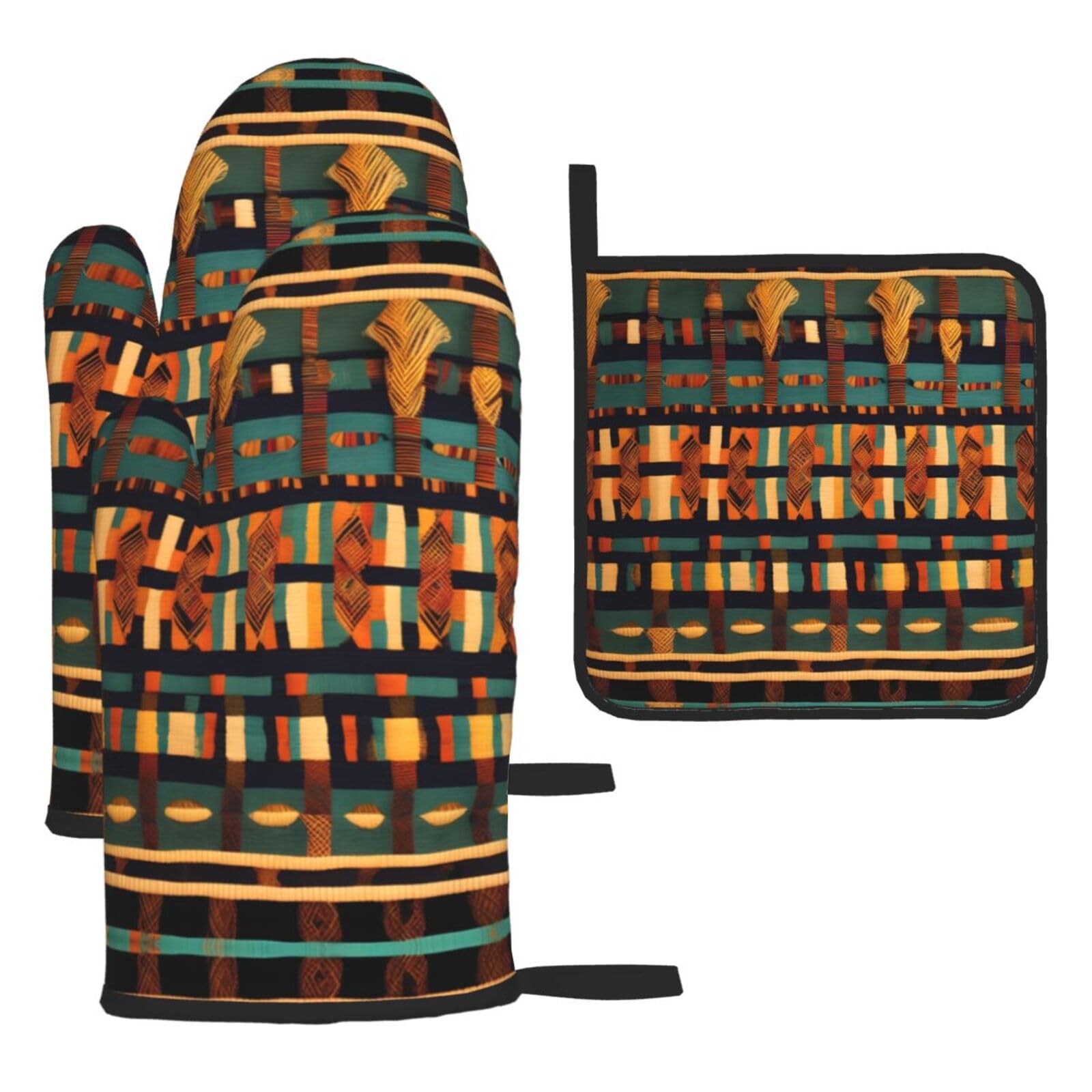 African Classic Weave Christmas Oven Mitts,Cute Cooking Glove,Heat Resistant,Oven Mitts Gift for Mom,Housewarming