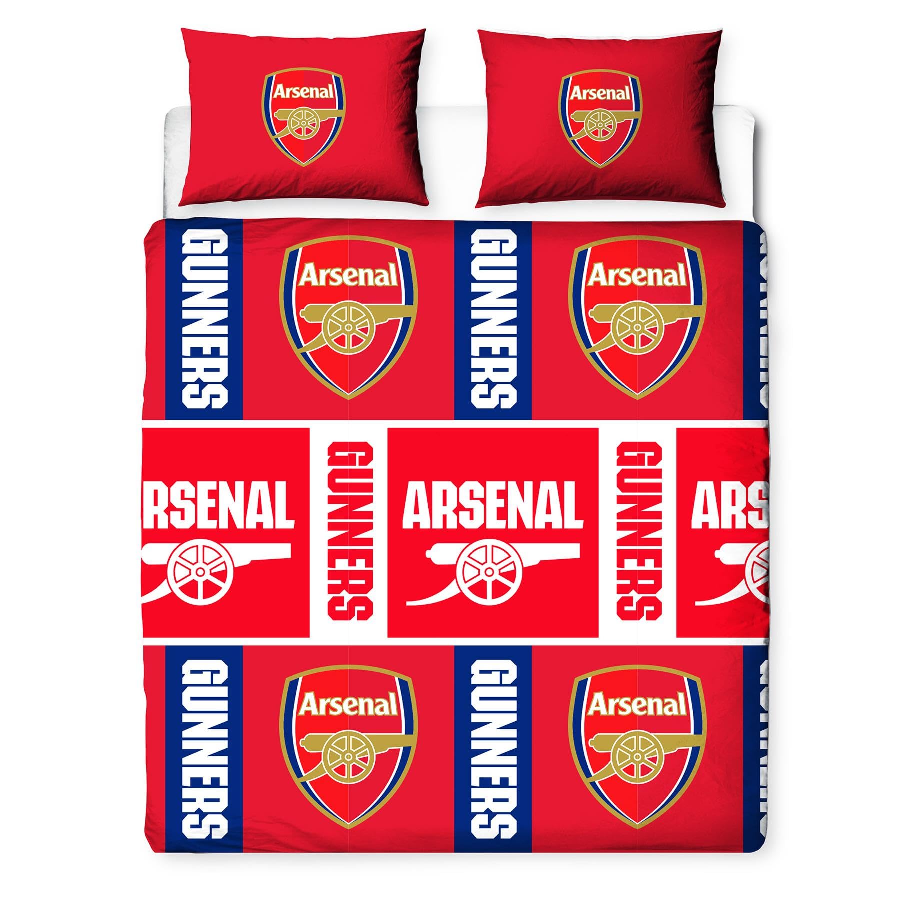 Character World Arsenal FC Duvet Cover Bed Set – Official Reversible Bedding – Polycotton Gunners Crest Emblem Design – Double