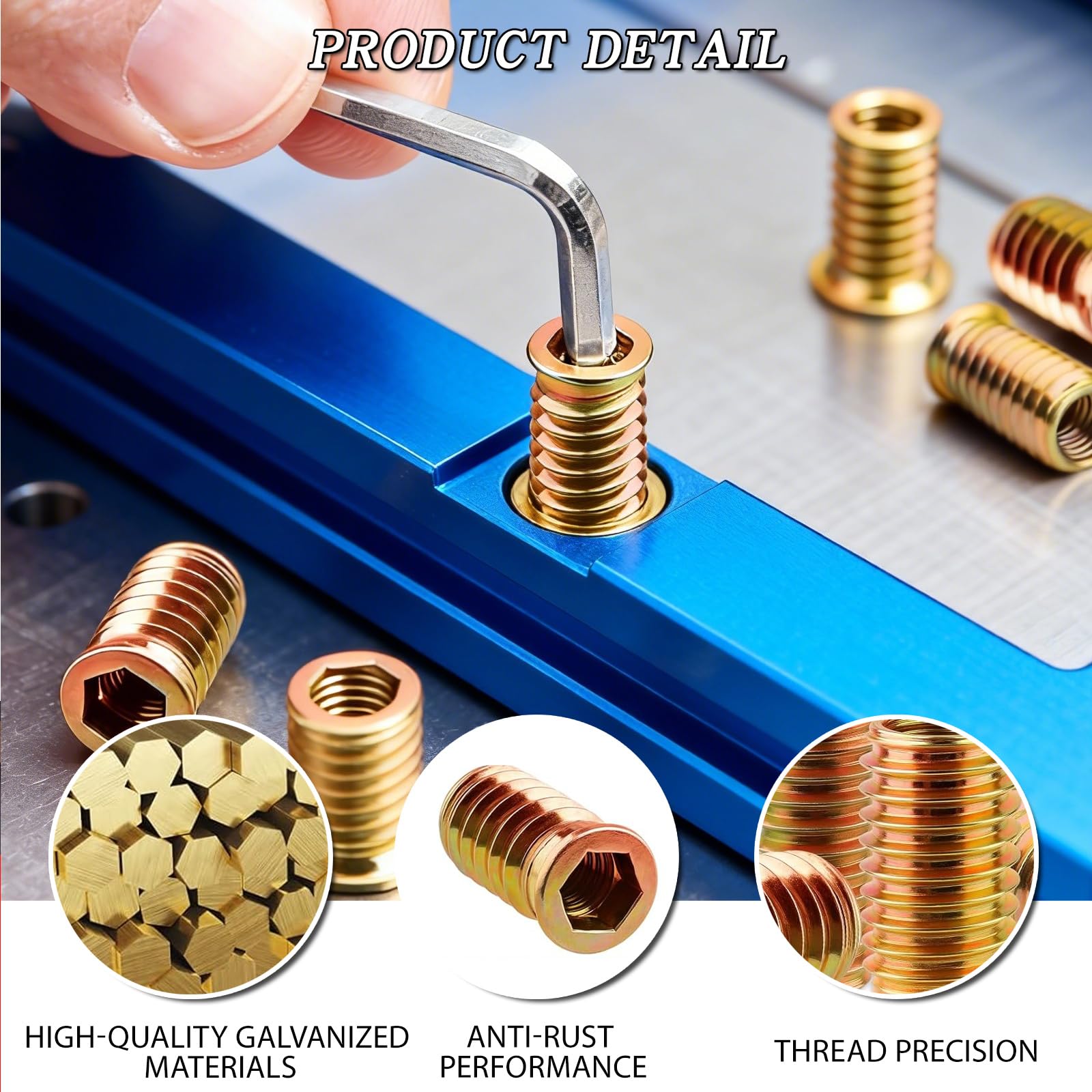 Inserti filettati per Legno M8 30 Pezzi M8x30mm in Acciaio zincato Resistenti alla ruggine Dadi a Inserto per mobili Fai da Te Montaggio strutture in Legno per casa e Officina