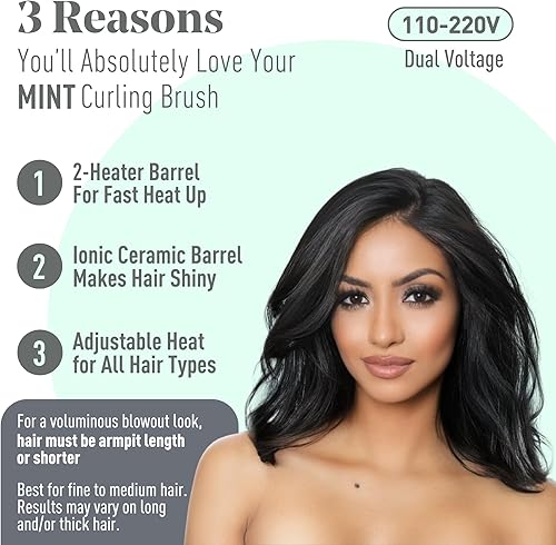 Miniatura 3 de MINT Cepillo térmico extralargo de 1 13 pulgadas para rizos, volumen y ondas sin esfuerzo, cepillo de cerámica para rizar 230-430F  Regalos del día