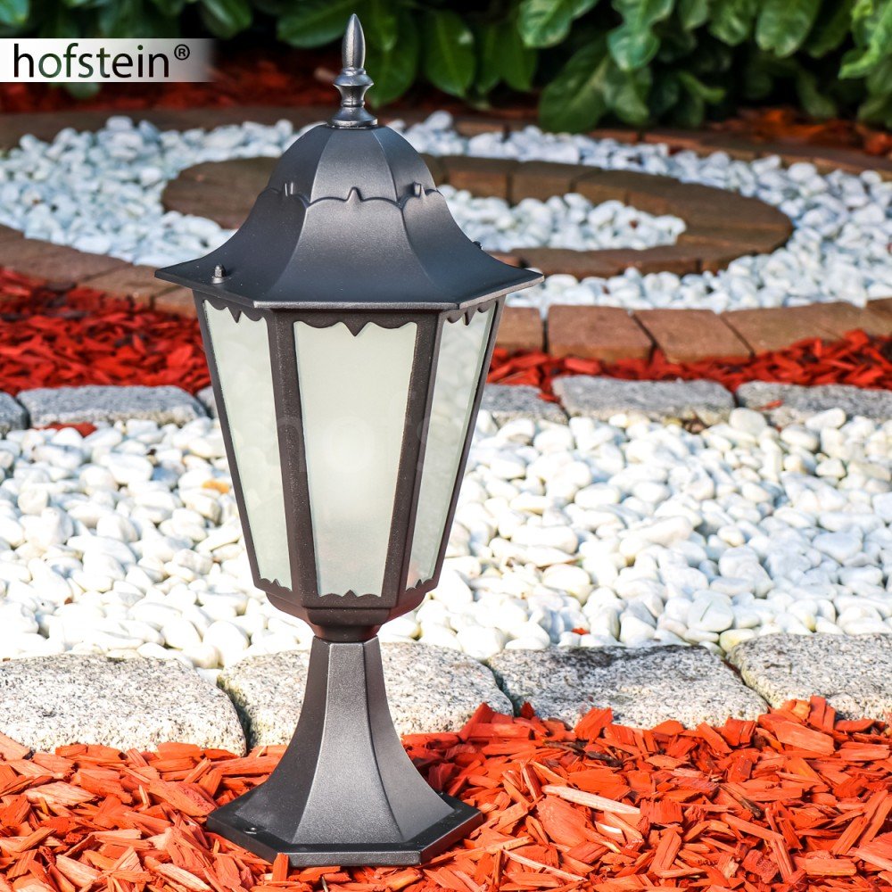 Lampada da esterno Hongkong Frost, lampada di base in stile antico, in fusione di alluminio in nero opaco con vetro, luce di percorso 49 cm, lampada da giardino retrò, E27, IP44, senza lampadina/e
