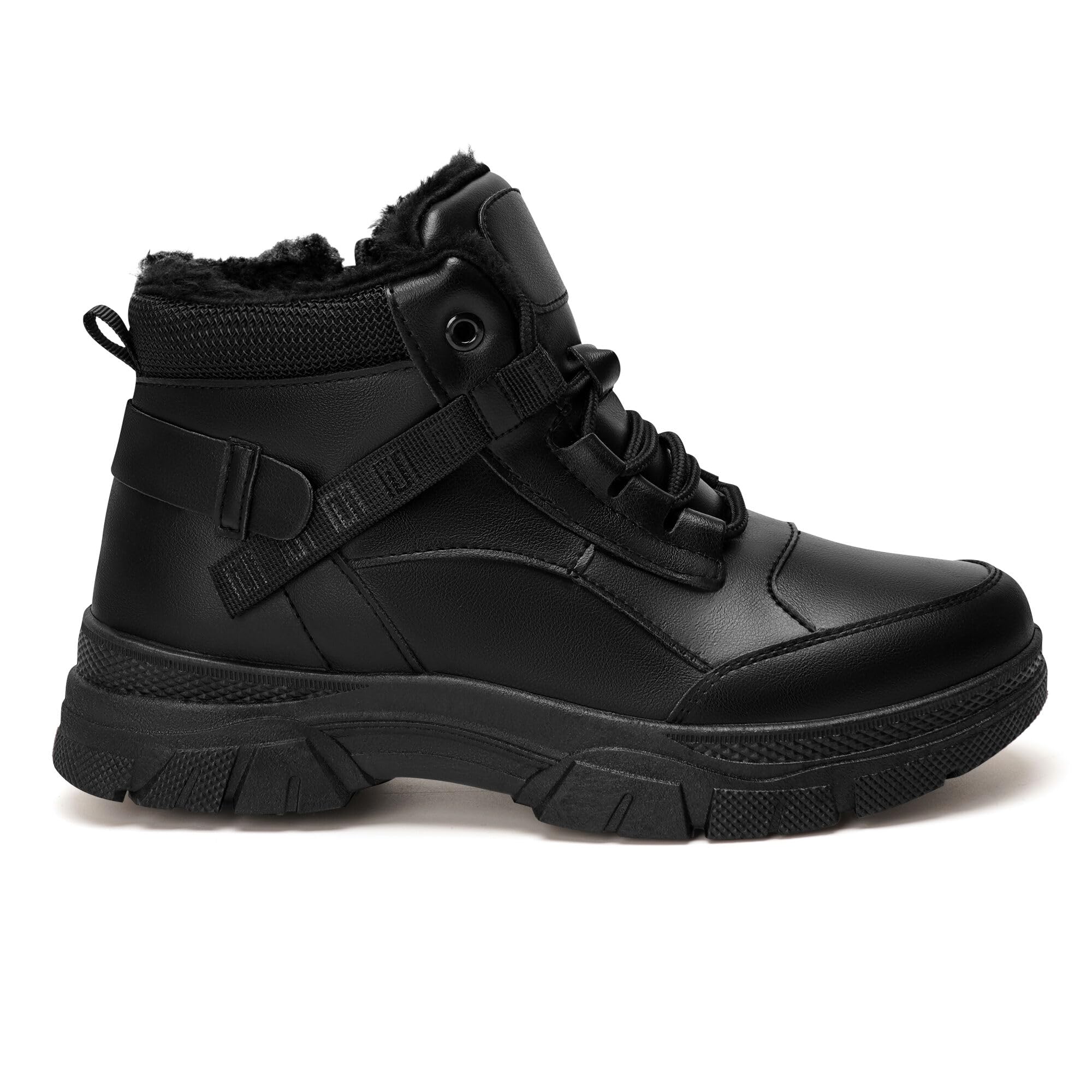 GLAMORA Botas de Nieve para Mujer, Botines de Invierno Impermeables con Forro de Pelo, Plataforma, Suela de Goma Antideslizante, Cremallera Lateral, Cordones y Suela Gruesa