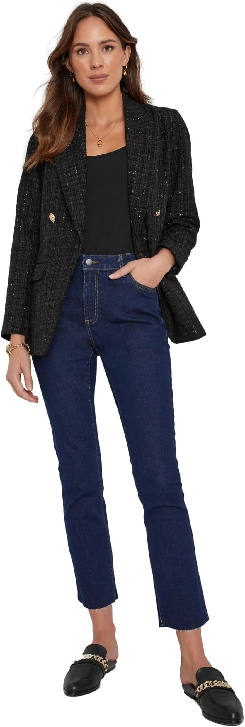 KATIES - Womens Jeans - Blue Full Length - Cotton Pants - Denim Work Clothes - Winter - Dark Wash - Elastane - Office Wear - Casual Fashion Trousers