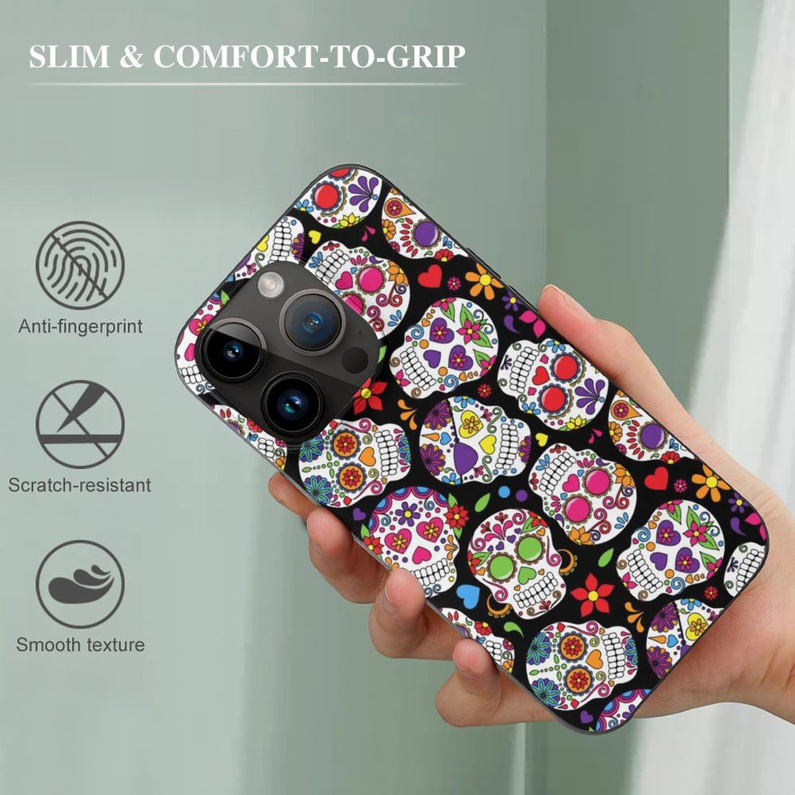 Amazon.co.jp: iPhone14Proケース TPU 保護カバー ドクロ柄 髑髅柄 