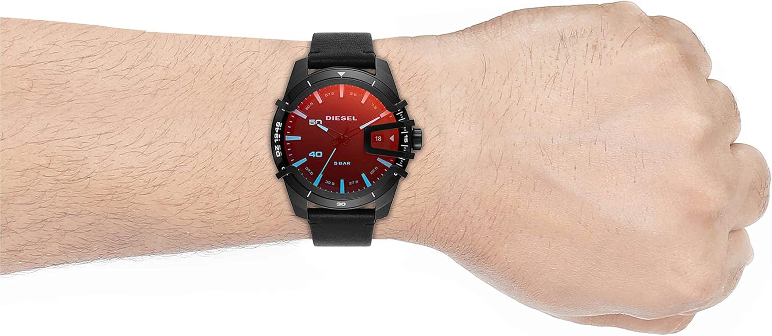 Diesel Caged Men's Watch with Stainless Steel Bracelet or Genuine Leather Band - Image 4