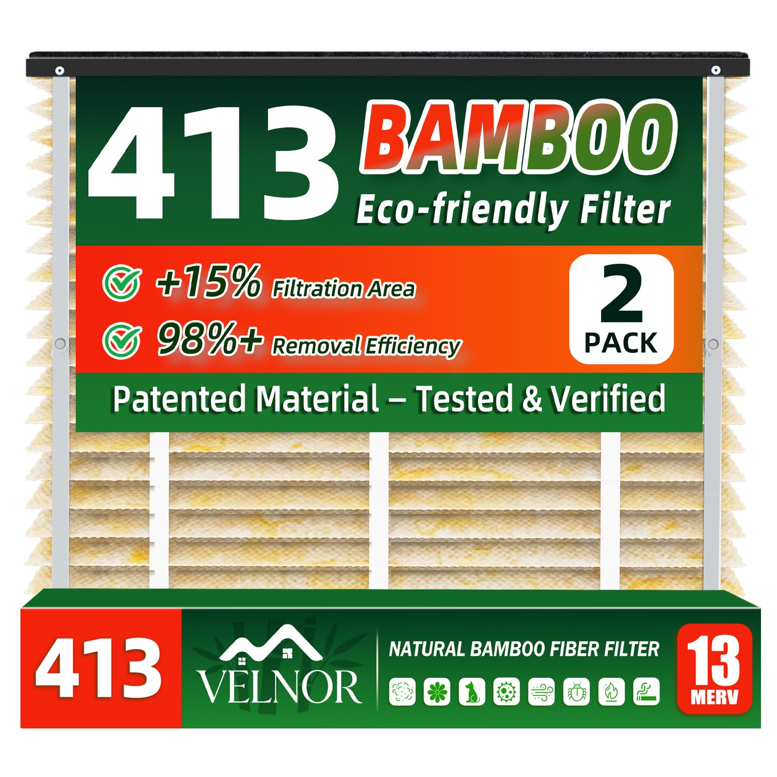 Photo 1 of 2 Pack 413 Air Filter Replacement, Help Reduce Odor, Humidity Resistance & Dust Capture, Compatible with AprilAire Whole House Air Purifiers,16x25X4 Furnace Filter