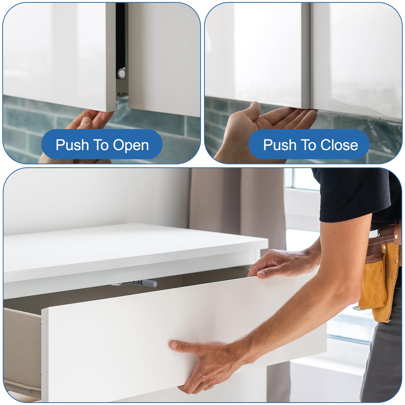 6 Pezzi Meccanismi Push Pull Per Ante - Apertura A Pressione Per Armadi, Cucine E Mobili Senza Maniglie - Foto 4