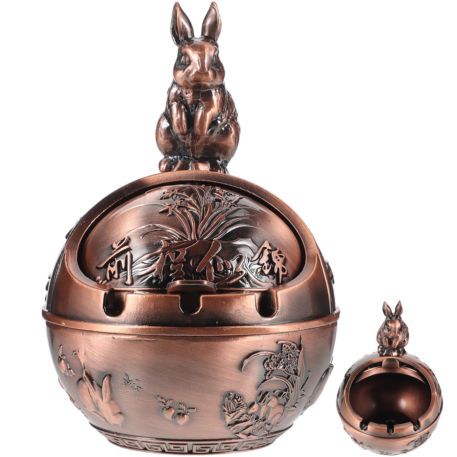 Cendrier lapin créatif coupe-vent en alliage de zinc vintage de table haute température