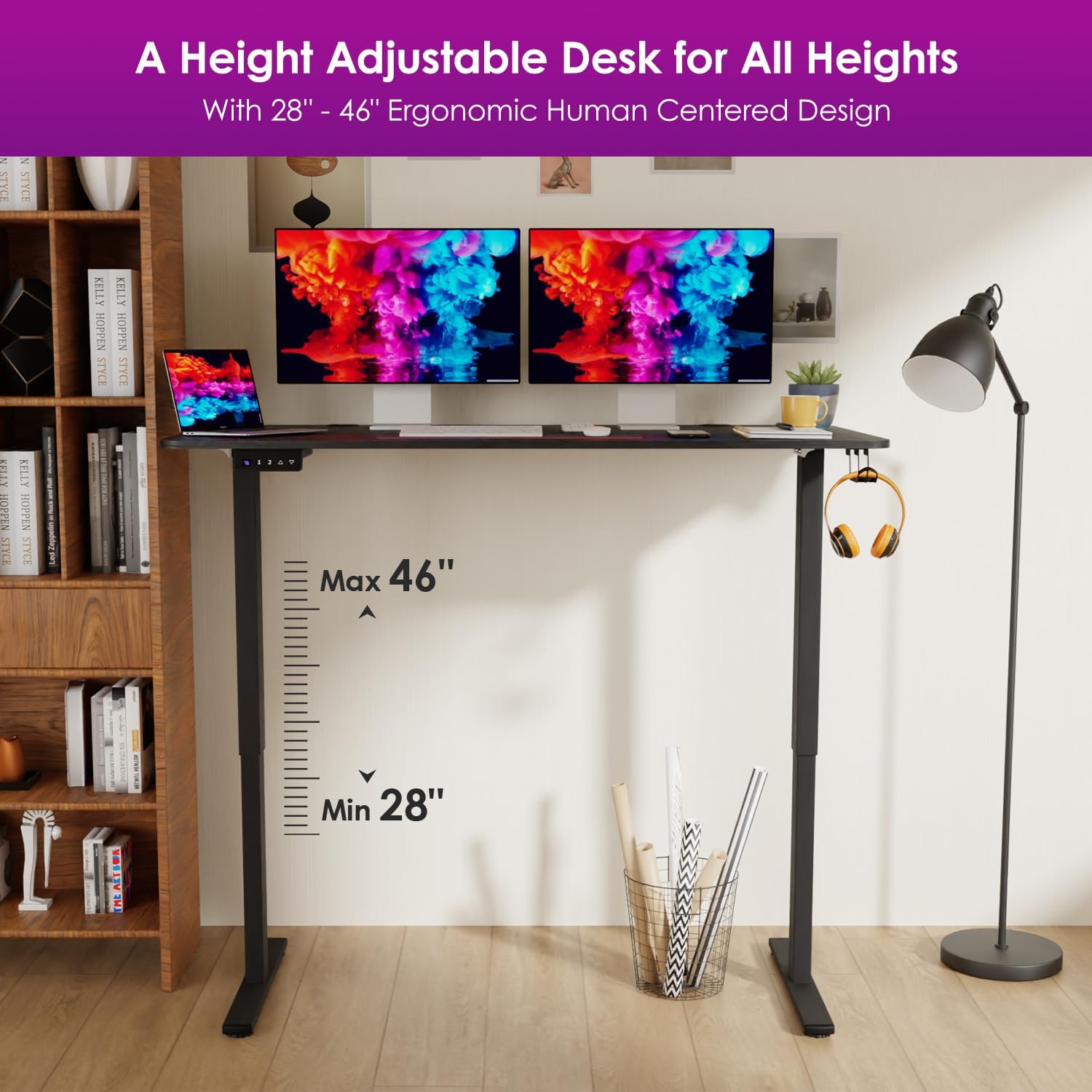 Computer Desk Adjustable Height Computer Workstation Electric Lifting
