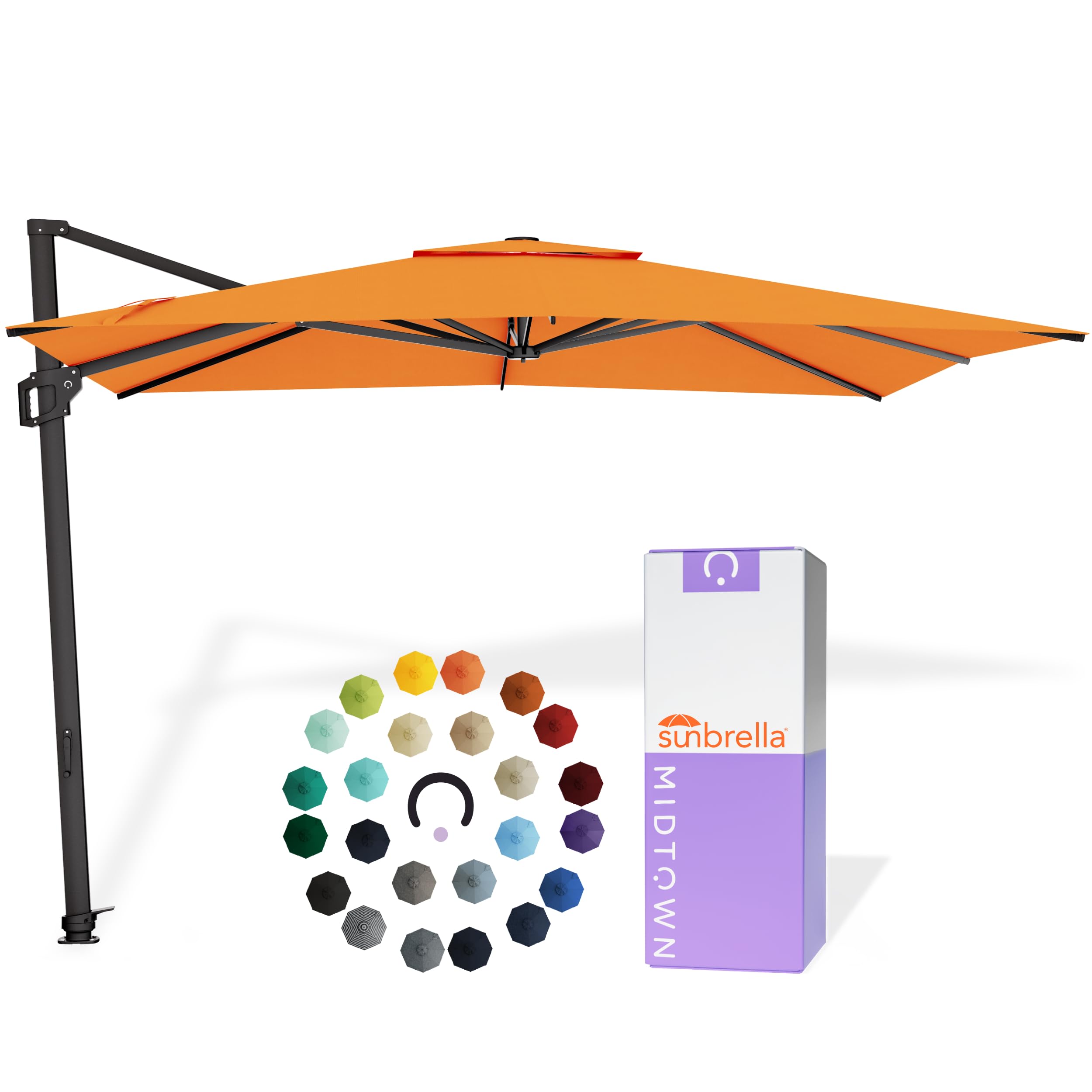 Midtown Umbrellas Grande Square - 9 x 9 Ft Cantilever Umbrella