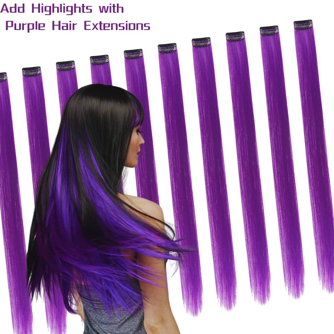 Amazon.com : RINBOOOL Purple Hair Extensions Clip in, 22  display picture 3
