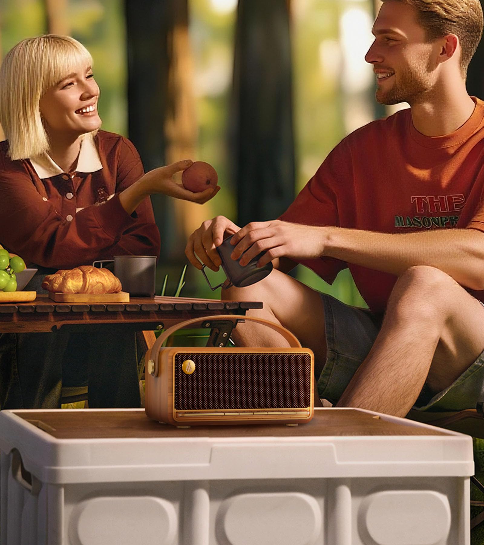 Edifier MP330 Hi-Res Enceinte Bluetooth Portable Audio,40W RMS - Marron | 19h Autonomie, Appairage Stéréo Double, Son 360°, Bluetooth 6.0 & Multipoint, Design Compact pour Intérieur/Extérieur