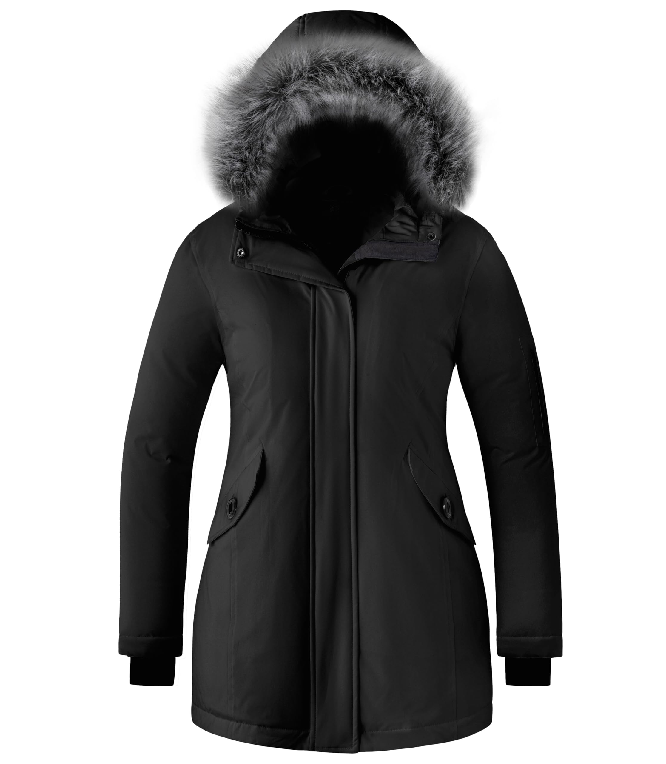 wantdo Women's Winter Coat Waterproof Puffer Jacket Thicken Parka with Fur Hood