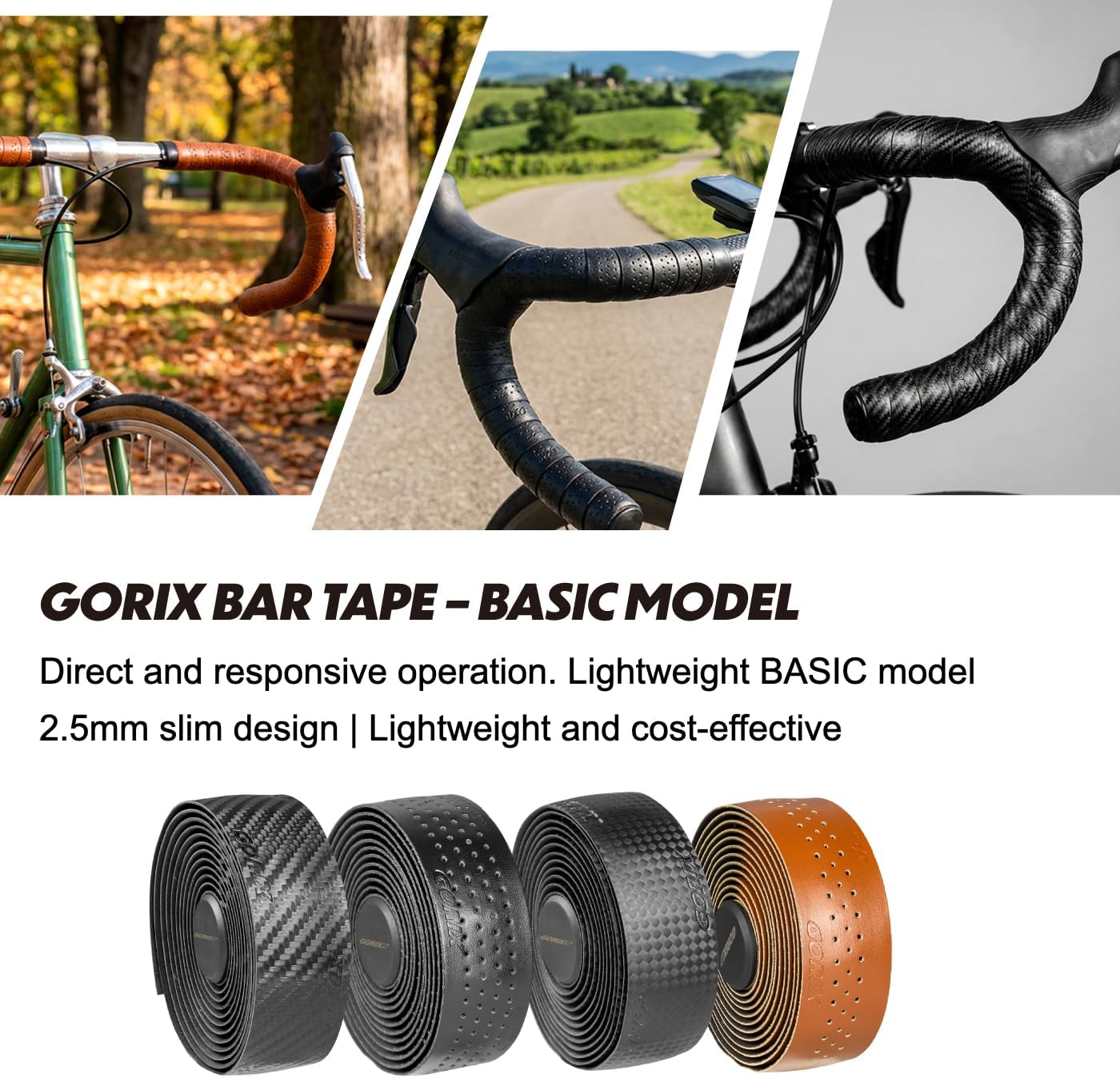 GORIX Bike Bar Tape Handlebar Grip Wrap EVA 2.5mm Thin Carbon Tone Road Mountain Bicycle Cycling