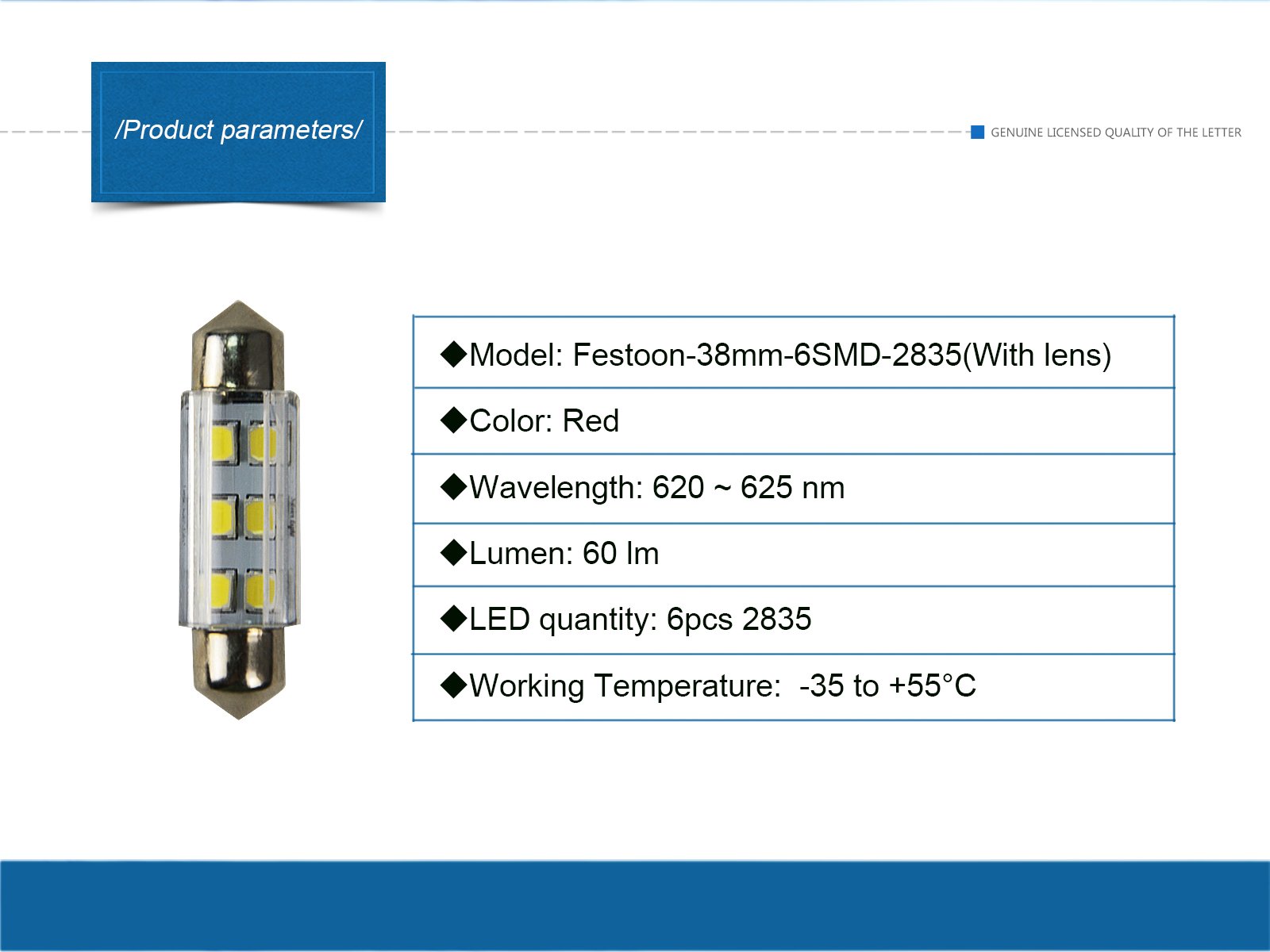 NJYTouch 6 X 38mm 6SMD 2835 211 Red Festoon Dome Map Interior LED Light Bulbs With 7 kinds Color
