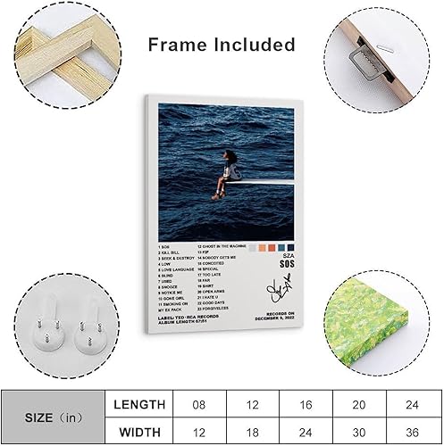 Miniatura 4 de YELLOWV Sza - Póster de cubierta de álbum Sos para habitación, lienzo estético, arte de pared, decoración de dormitorio, 12 x 18 pulgadas (11.8 x