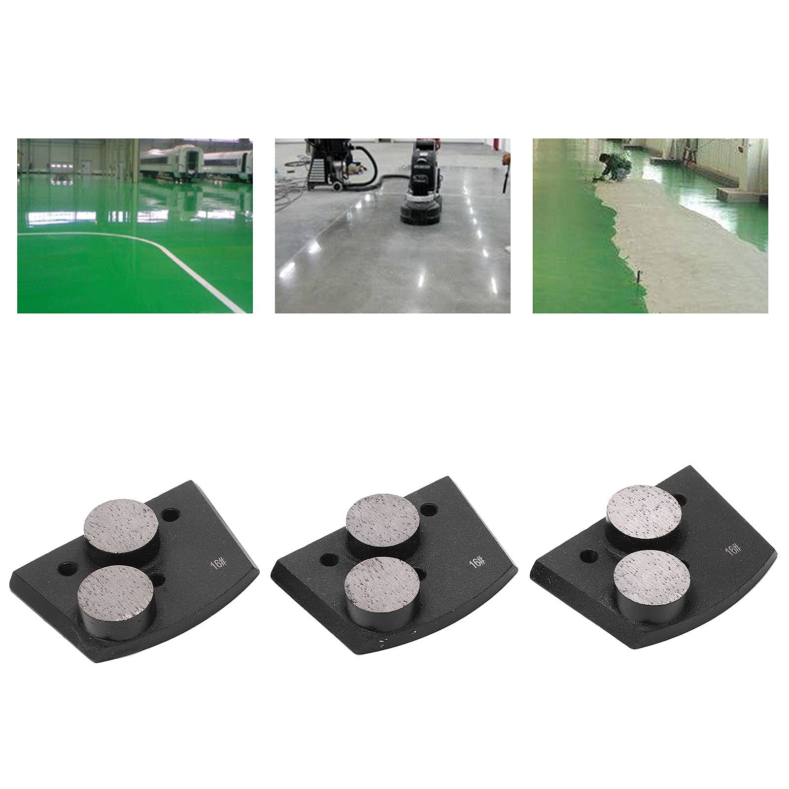 Almohadillas de Diamante para Lijado y Pulido de Concreto, Grano 16 con 2 Dientes Cilíndricos, Diseño de Inserción Rápida para Preparación de Superficies Industriales, Material