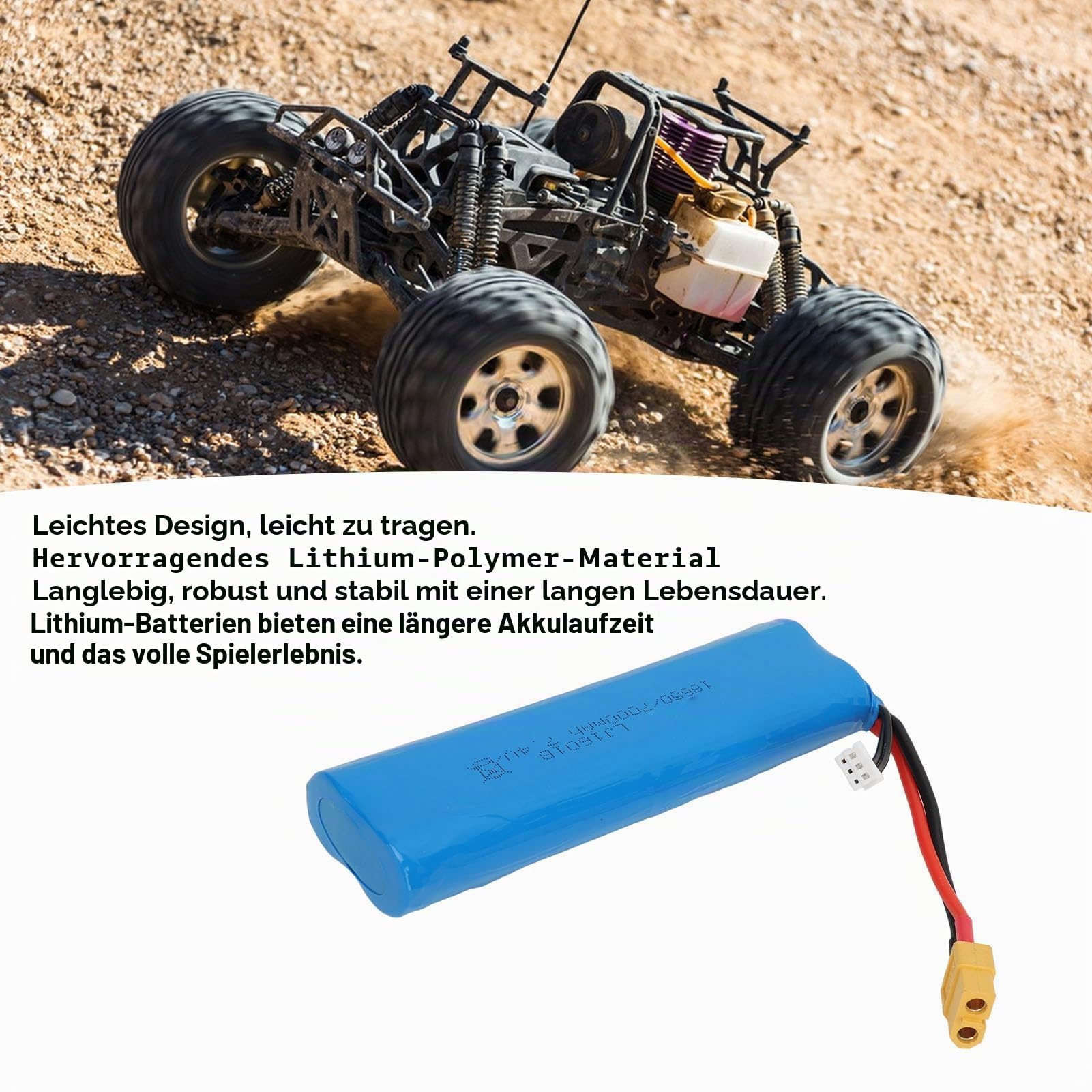 7,4 V 7000 MAh Li-Ionen-Akku für Henglong 3818 3889 3809 RC-Panzer mit XT60-Stecker, Überladungs- und Kurzschlussschutz, Akku mit Hoher Kapazität