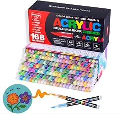 Guangna Acrylic Pens 168, Fine Tip Felt Pens, Flexible an…