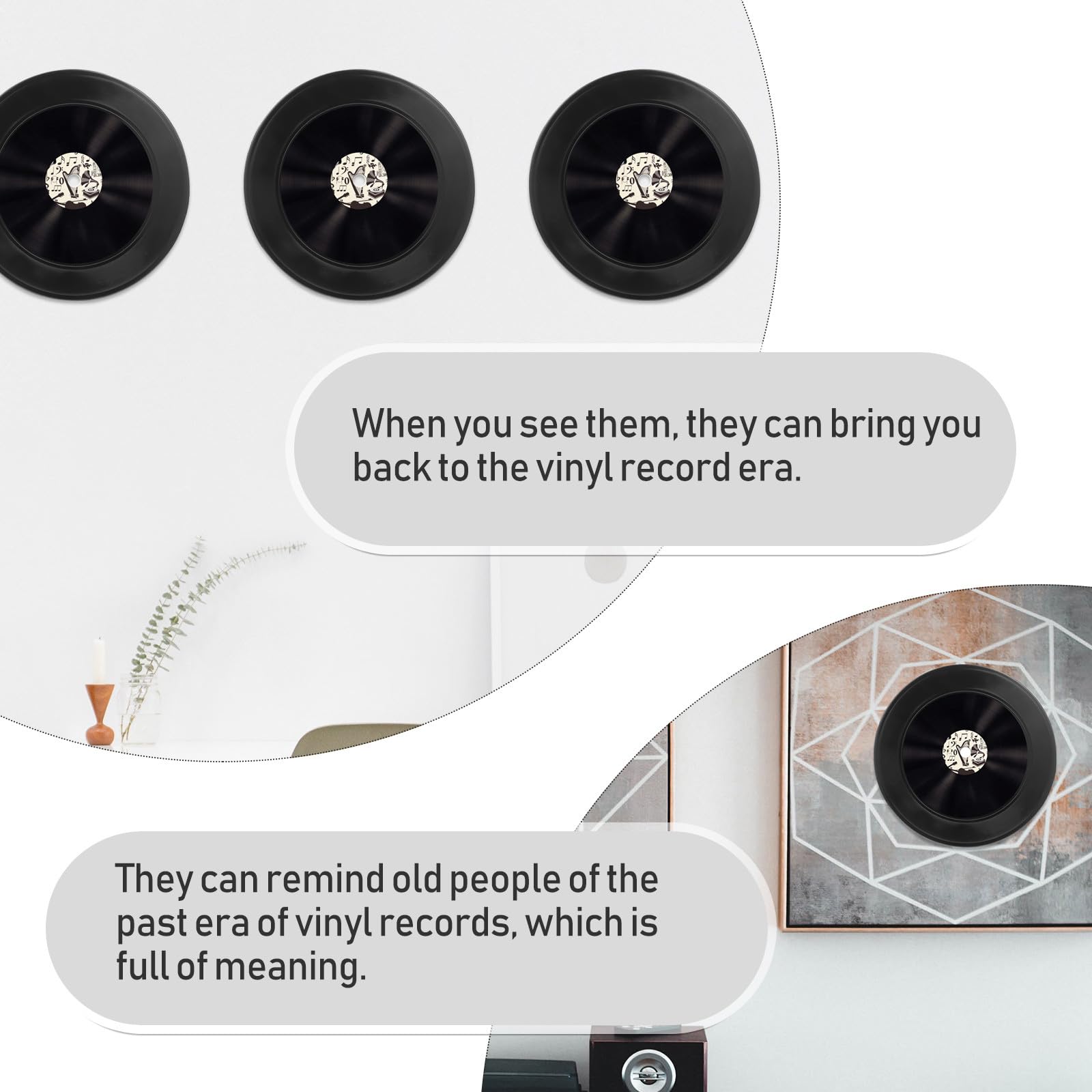 Mikikit Decorazioni da Dischi Decorativi 12 in Vinile Nero Retro Artistico per Arredamento e Bar