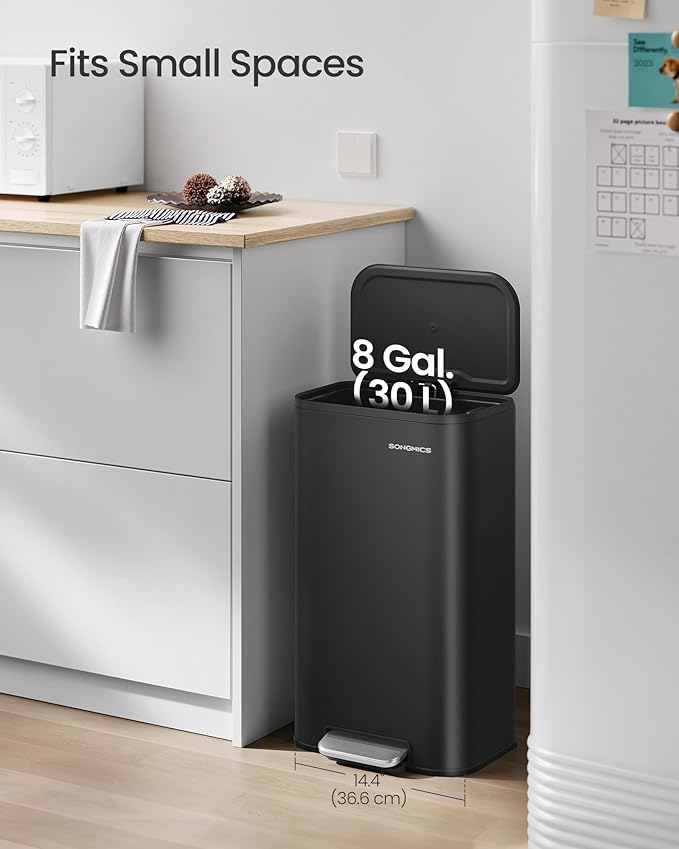 Basurero de Cocina SONGMICS 30L Acero Inoxidable Negro miniatura 2