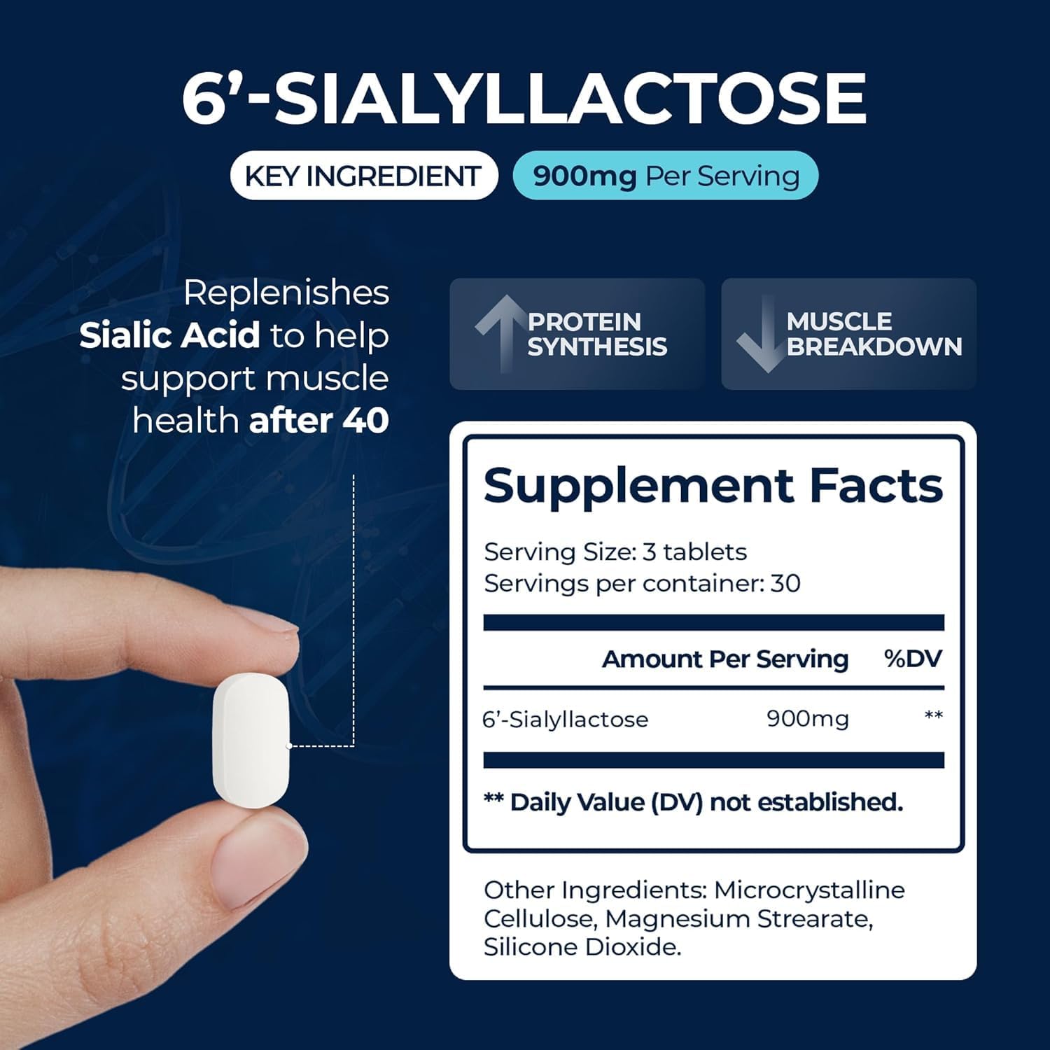 Muscle Health - Made in USA - Enhance Muscle Mass & Strength, Fast Workout Recovery, Reduce Fatigue & Boost Exercise Performance, 6-Sialyllactose (6-SL), 900mg, 90 Tablets - Image 4