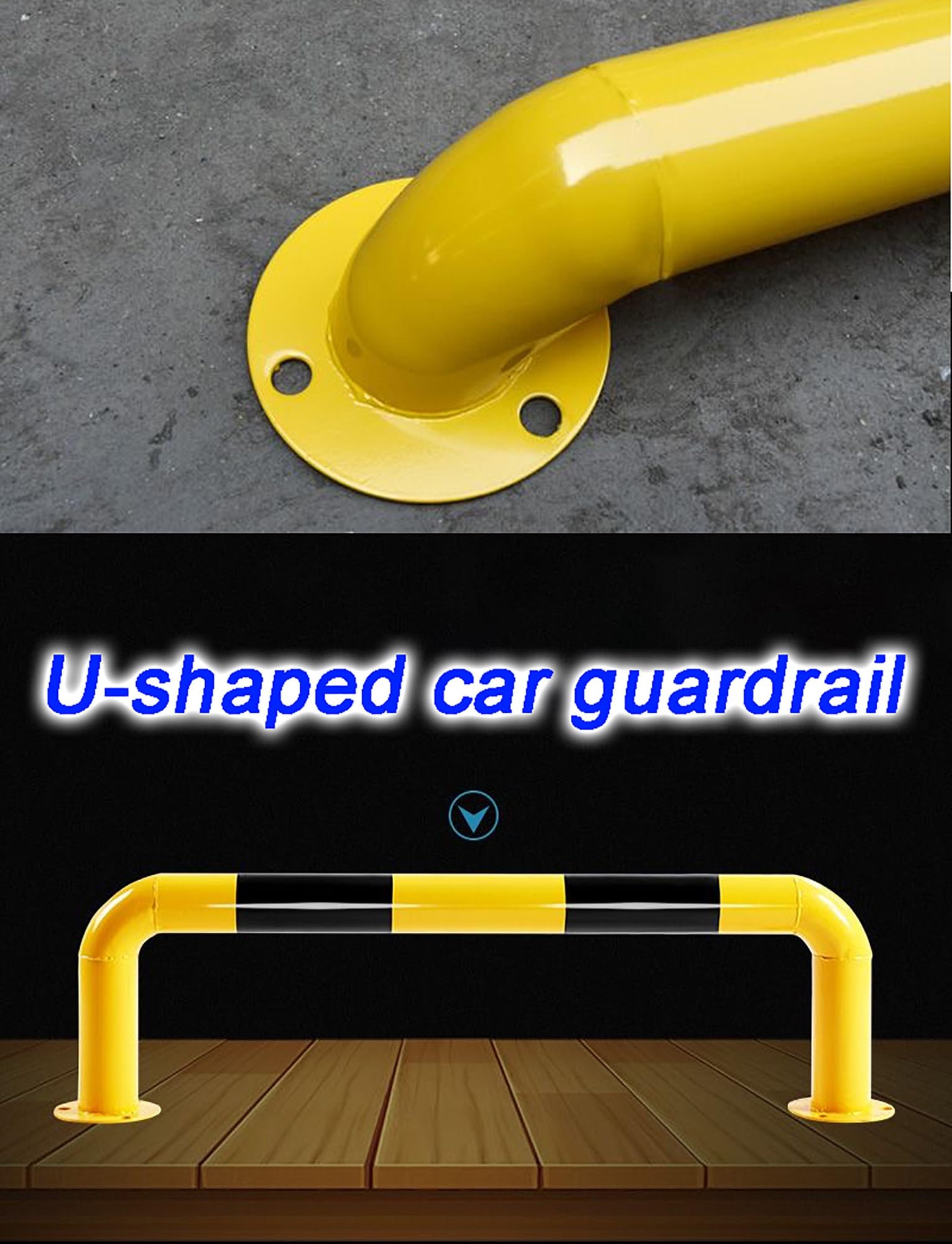 Kit de bolardos de barrera en U resistente con tiras reflectantes para garaje, entrada y seguridad al aire libre