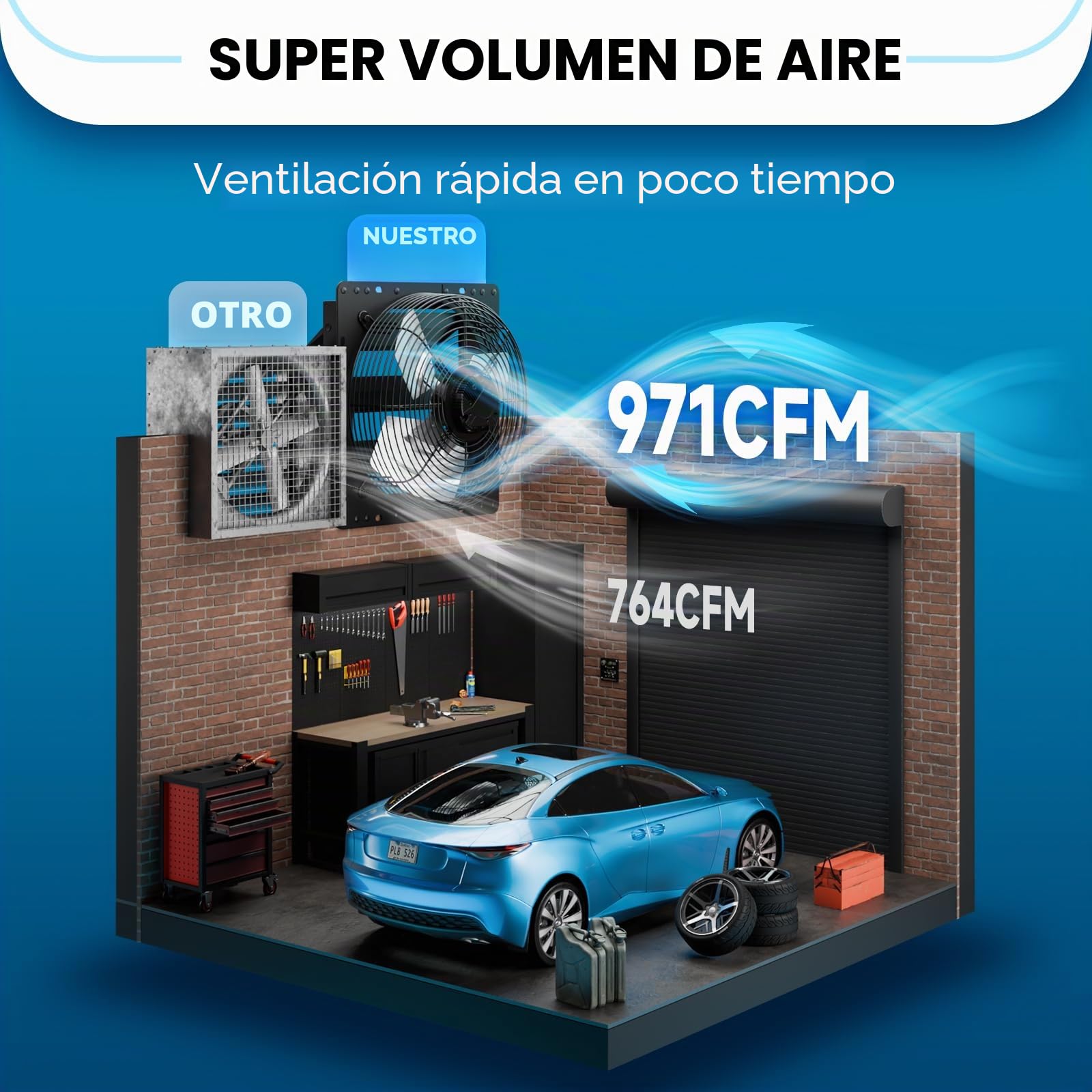 Hon&Guan Ventilador extractor industrial, 300 mm, motor EC, gran cantidad de aire, 1650 m³/h, ventilador de pared