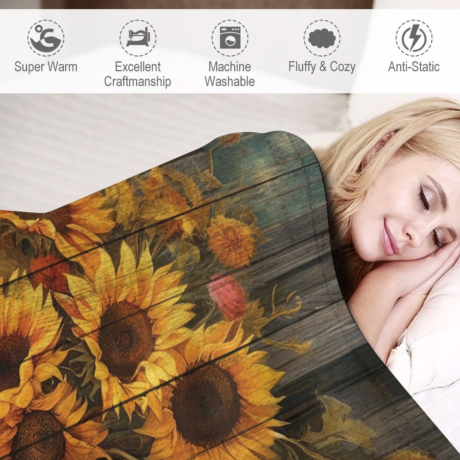 JarThenaAMCS Flanell-Decke 127 X 152 Cm – Flauschige Herbstdecke Mit Floralem Kürbis-Muster Für Sofa & Bett