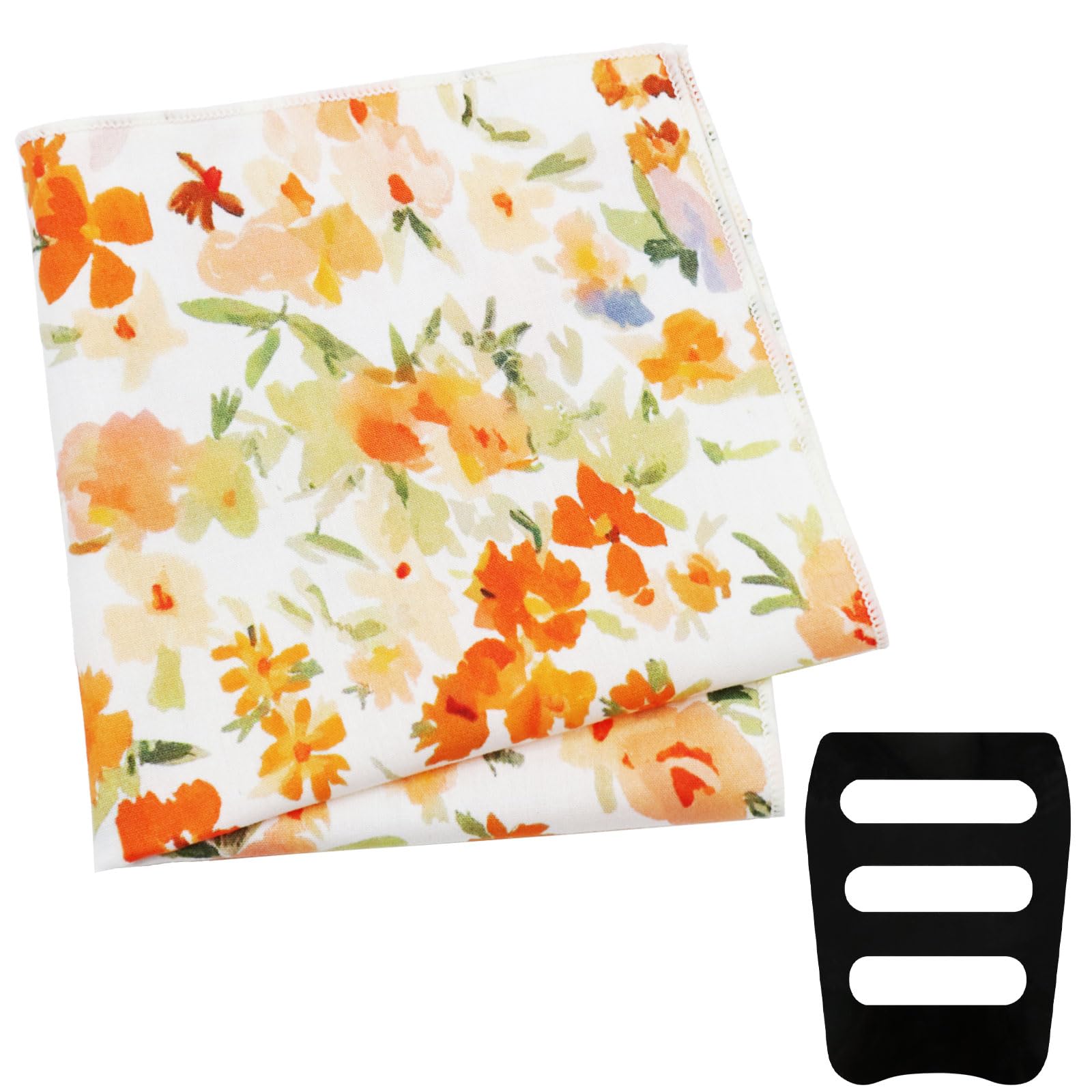 Floral Pocket Squares for Men with Holder Printed Flower Mens Handkerchief Cotton Suit Pocket Hanky for Wedding