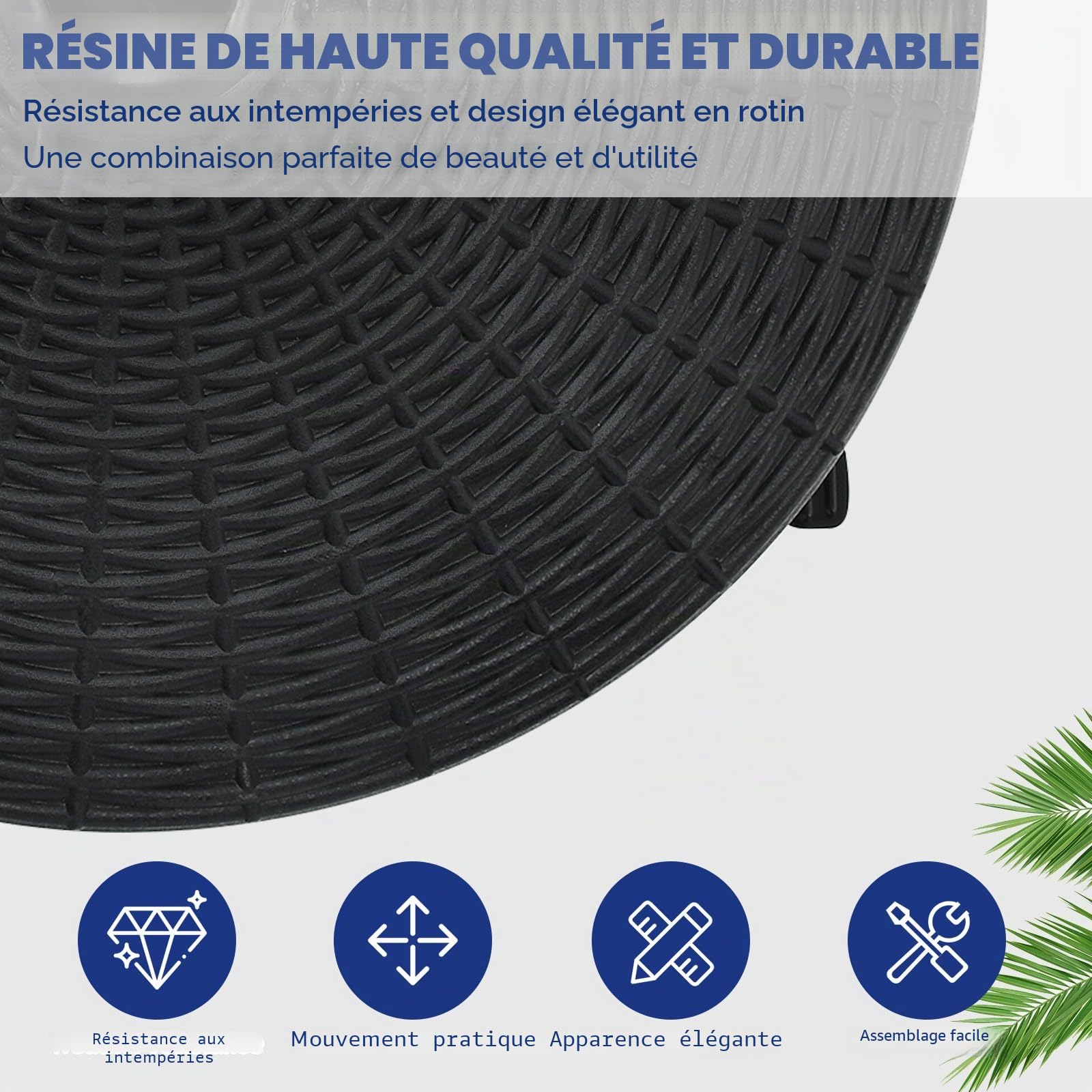 KOMFOTTEU Pied de parasol avec roulettes - Diamètre : 52 cm - Pour tige de parasol de 38 mm / 48 mm - Roulable - 23 kg - Noir
