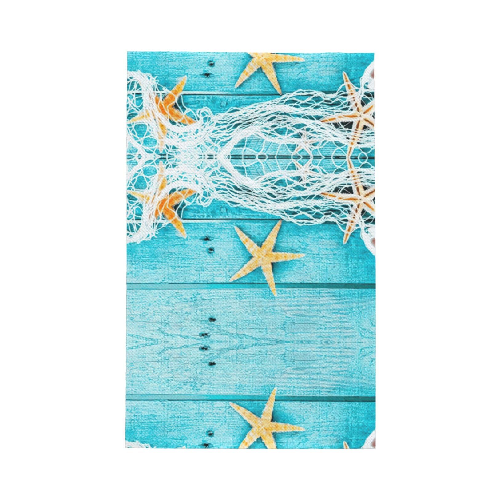 XXahnbm Starfish Fishing Nets Print Waffle Kitchen Towel,Absorbent Hand Towel