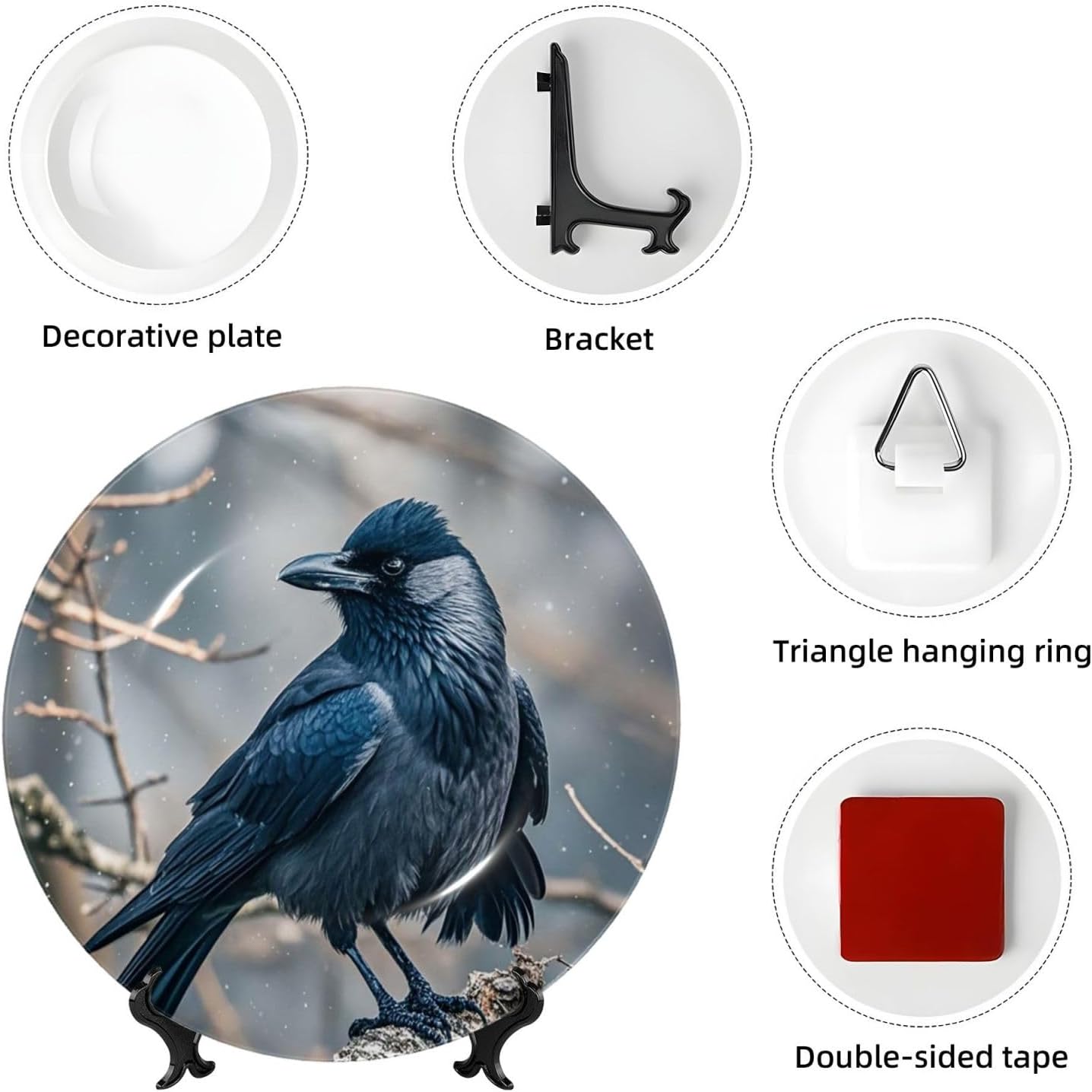 Decorative Plate Art Crafts Bone China Decorative Plate with Display Rack Souvenir Wall Decor Ceramic Ornaments Dinner Plates Ceramic Decoratives Plates for Home Office 10in