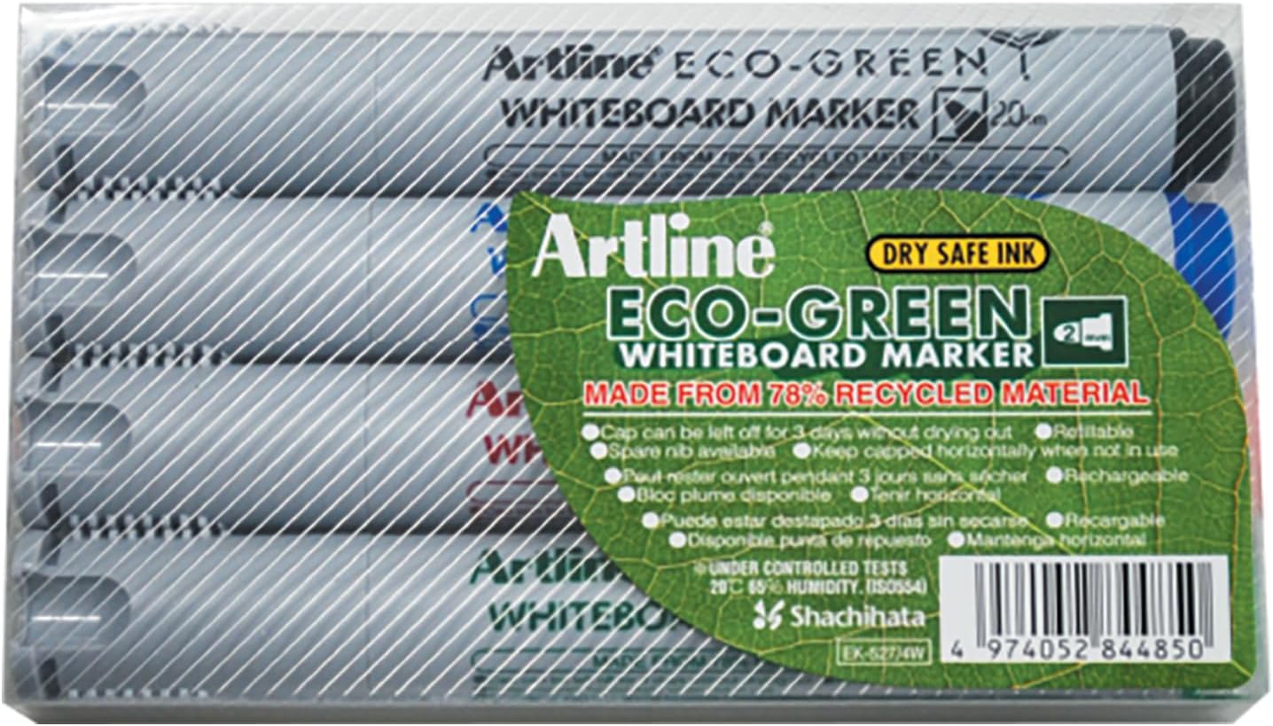 Artline Whiteboard Marker with Bullet Point, Red/Black/Blue/Green (SHA47074) Category: Dry-Erase Markers